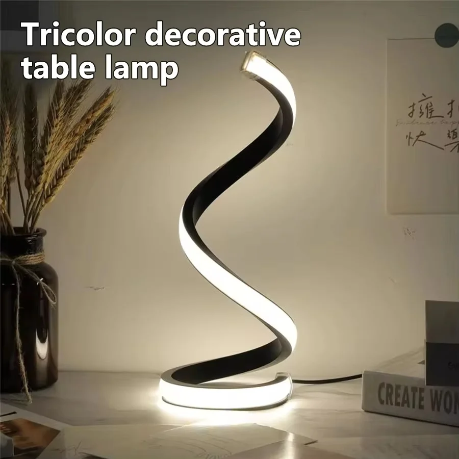Spiral LED Night Light Dimmable Desk Lamp 3-Color Reading Bedside Bedroom Decor - Image 4