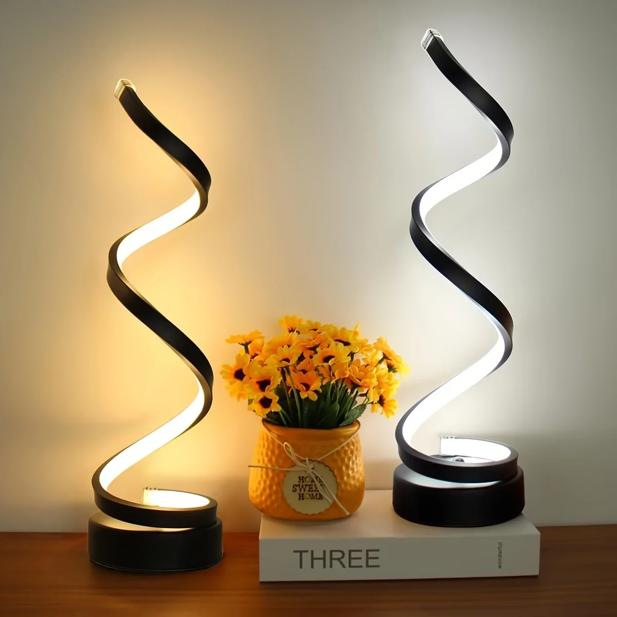 Spiral LED Night Light Dimmable Desk Lamp 3-Color Reading Bedside Bedroom Decor - Image 5
