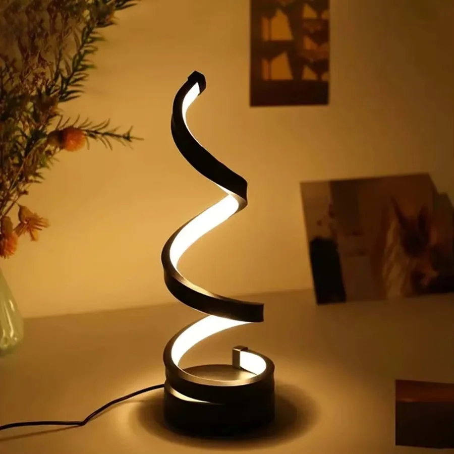 Spiral LED Night Light Dimmable Desk Lamp 3-Color Reading Bedside Bedroom Decor - Image 9
