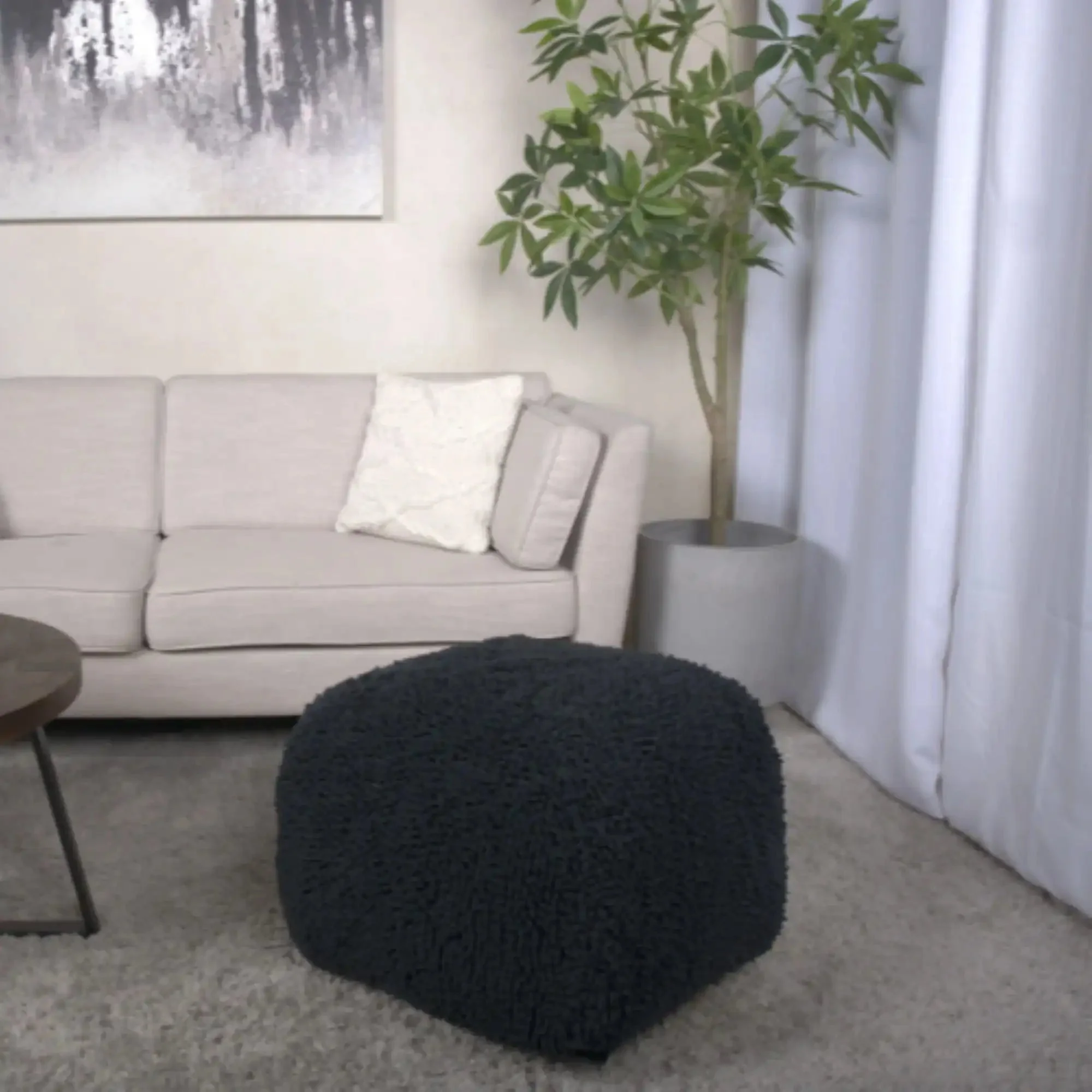 Spongy Microfiber Square Pouf Soft Seating - Image 3
