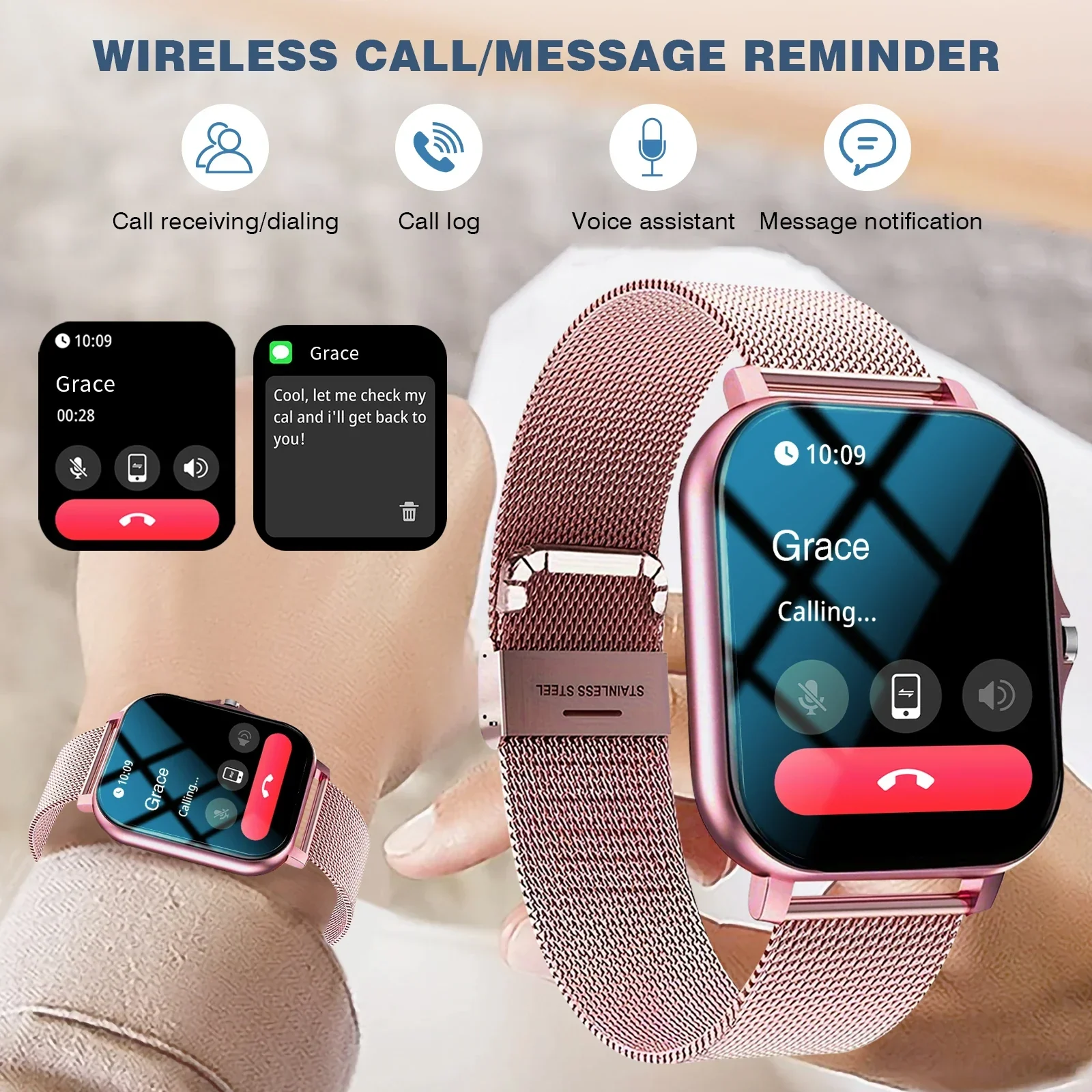Sports Smart Watch Bluetooth Call Fitness Tracker Message Notifications for iOS Android - Image 3