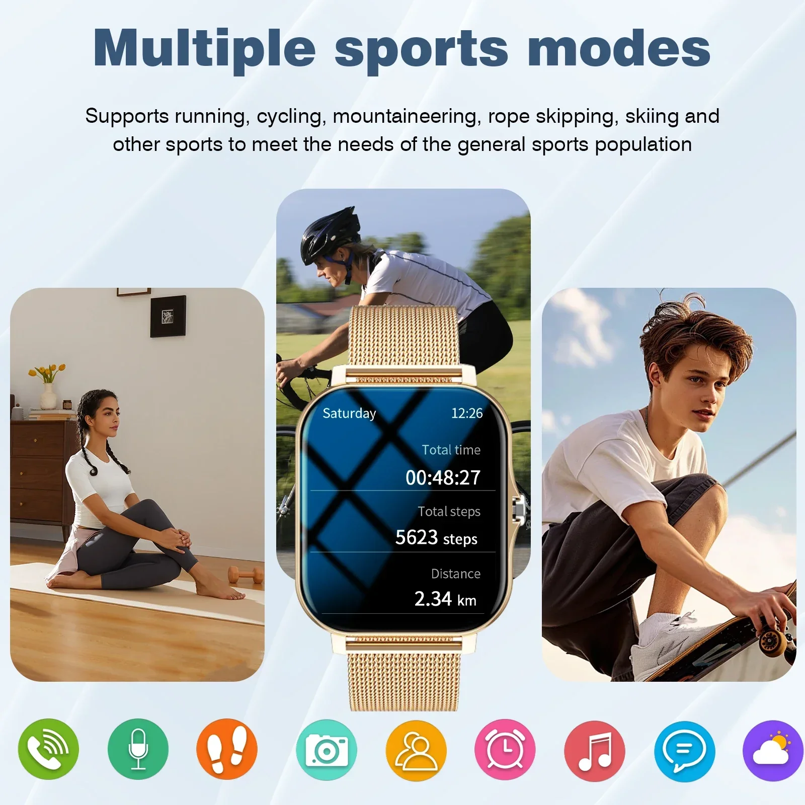 Sports Smart Watch Bluetooth Call Fitness Tracker Message Notifications for iOS Android - Image 4