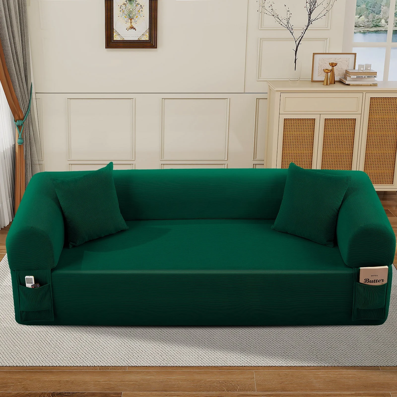 Spring Sofa with High-Quality Fabric in Green - Image 2