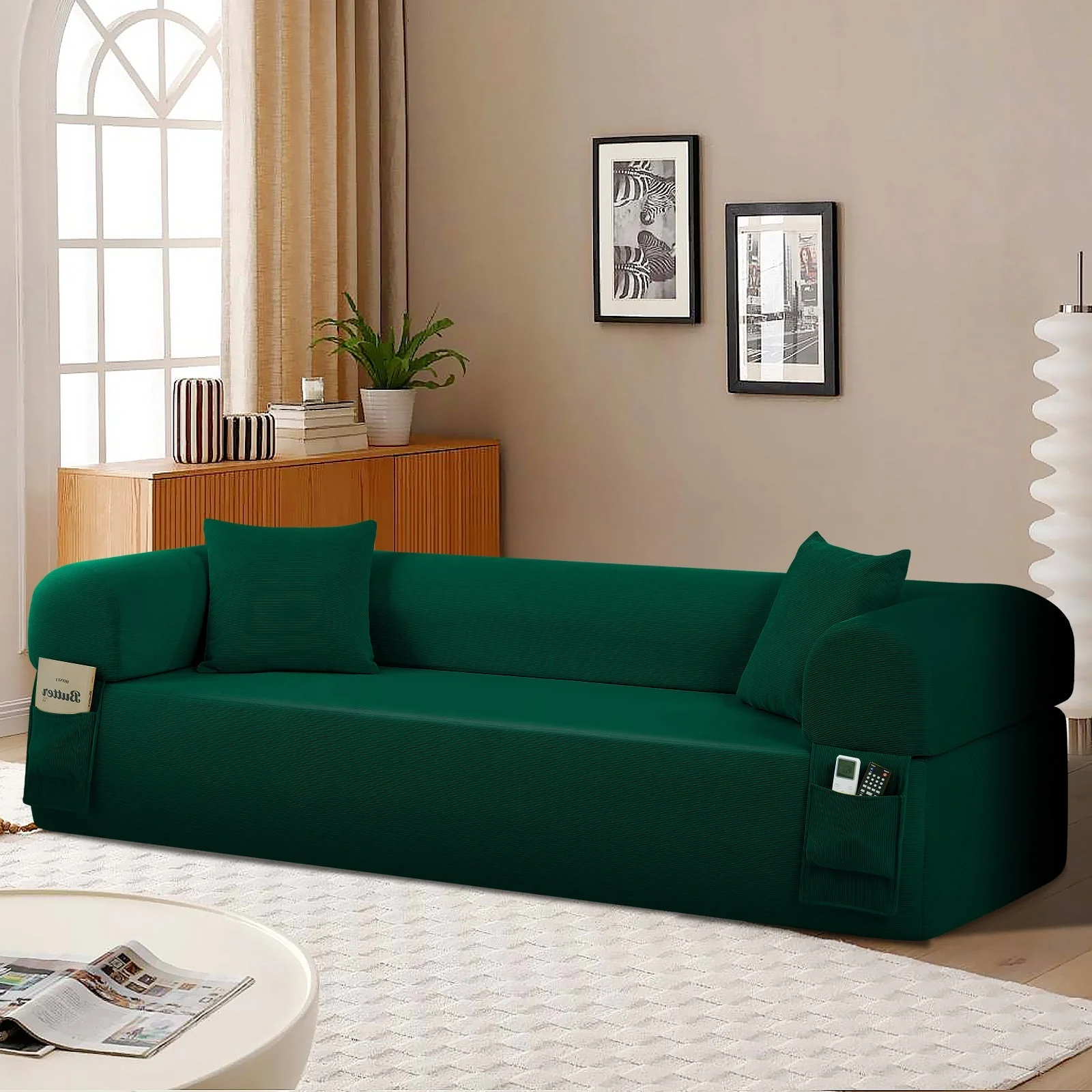Spring Sofa with High-Quality Fabric in Green - Image 3