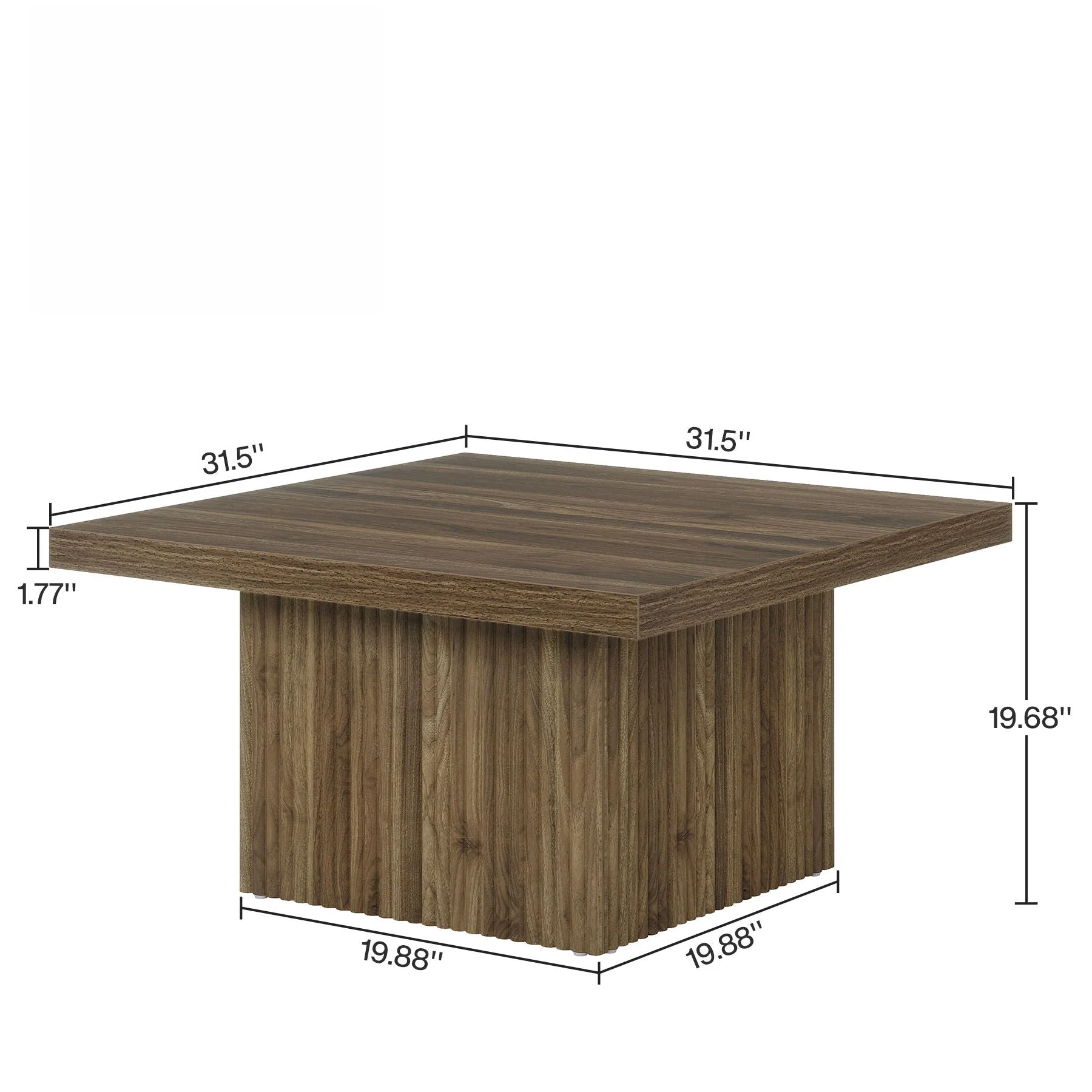 Square Coffee Table With Half Round Base - Brown - Image 3