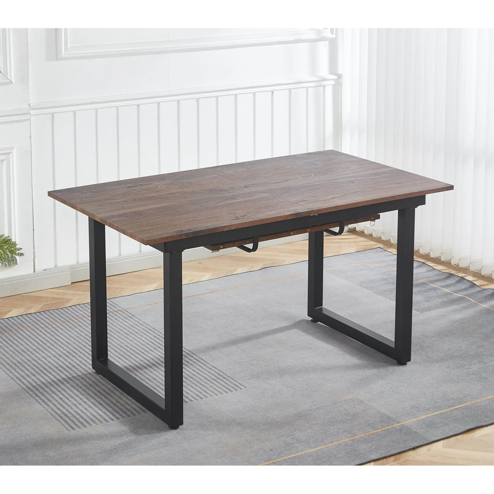 Square Extendable Dining Table With Metal Legs - Image 6
