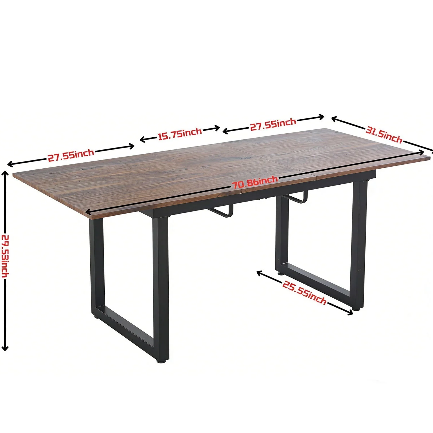 Square Extendable Dining Table With Metal Legs - Image 7