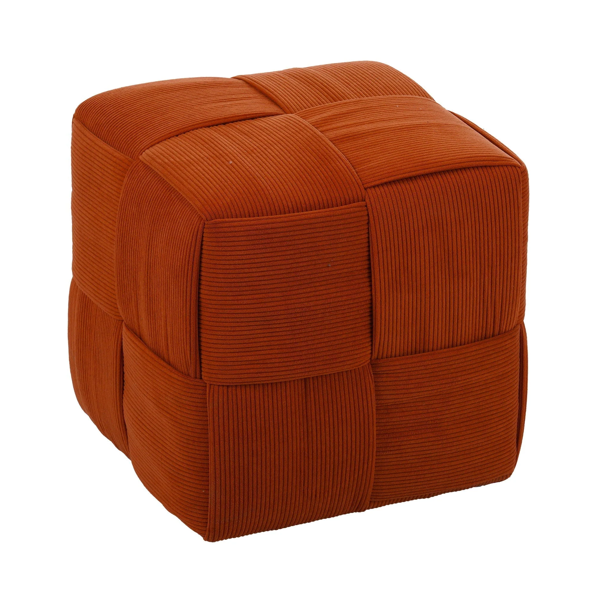 Square Ottoman Foot Rest With Woven Design - Image 3