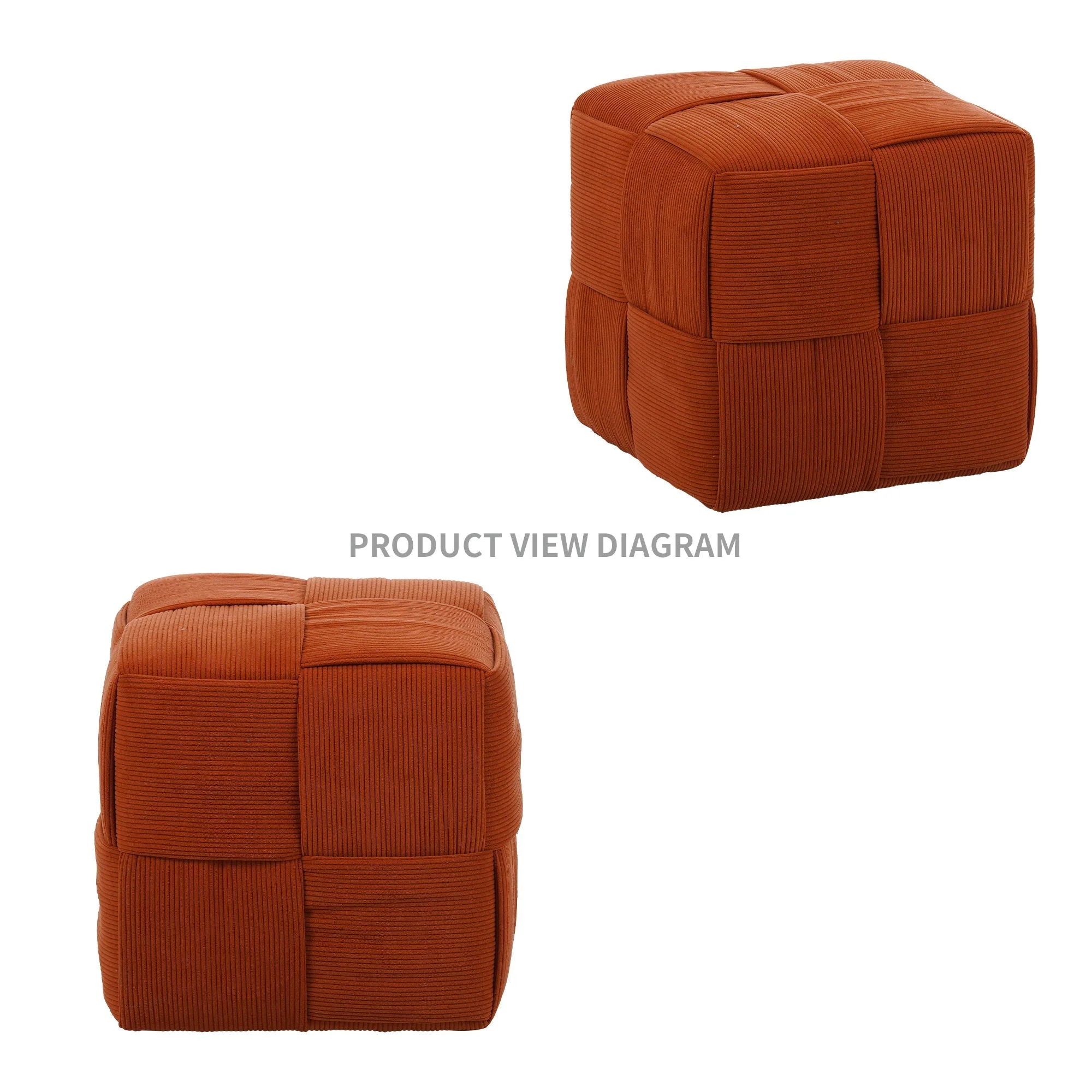 Square Ottoman Foot Rest With Woven Design - Image 5