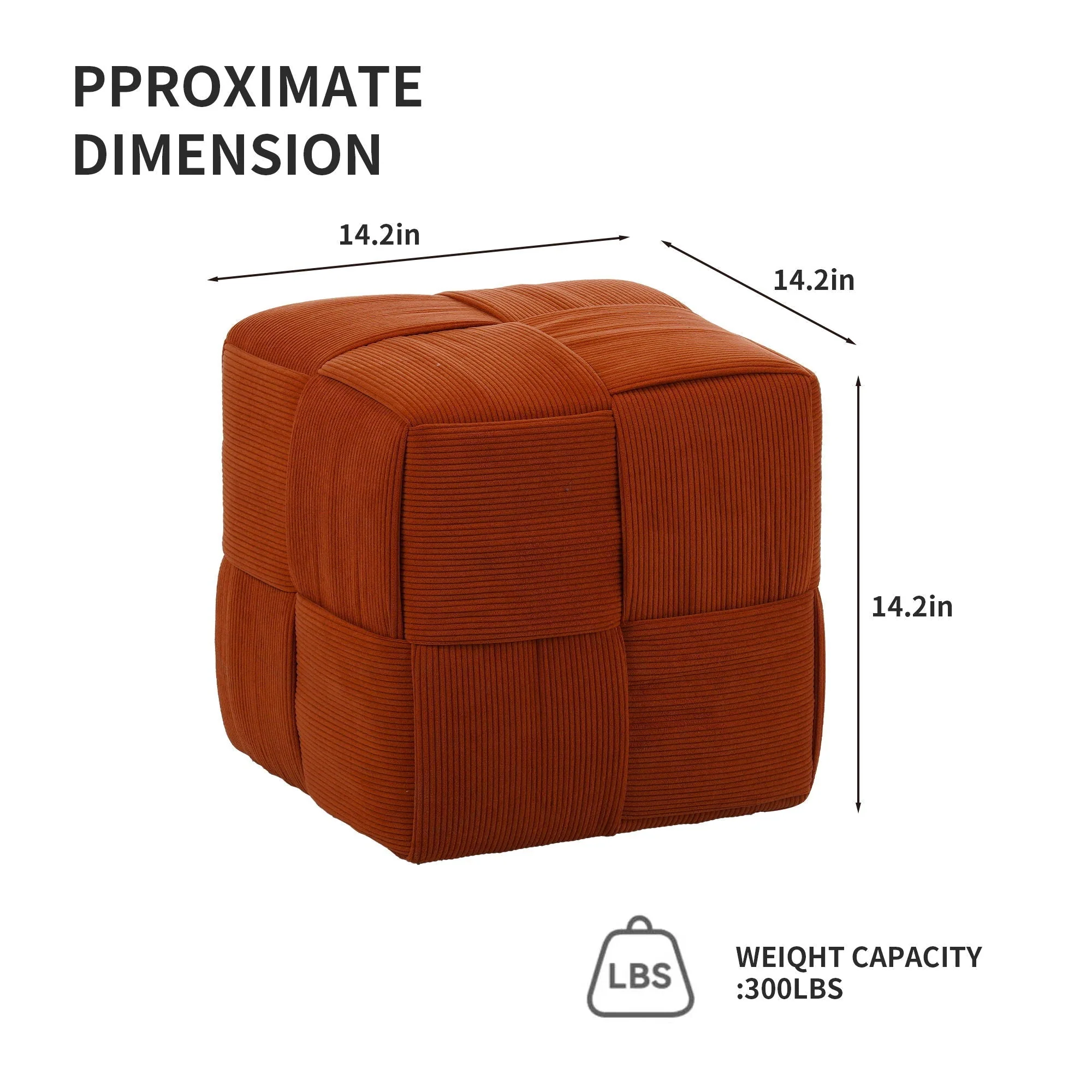 Square Ottoman Foot Rest With Woven Design - Image 6