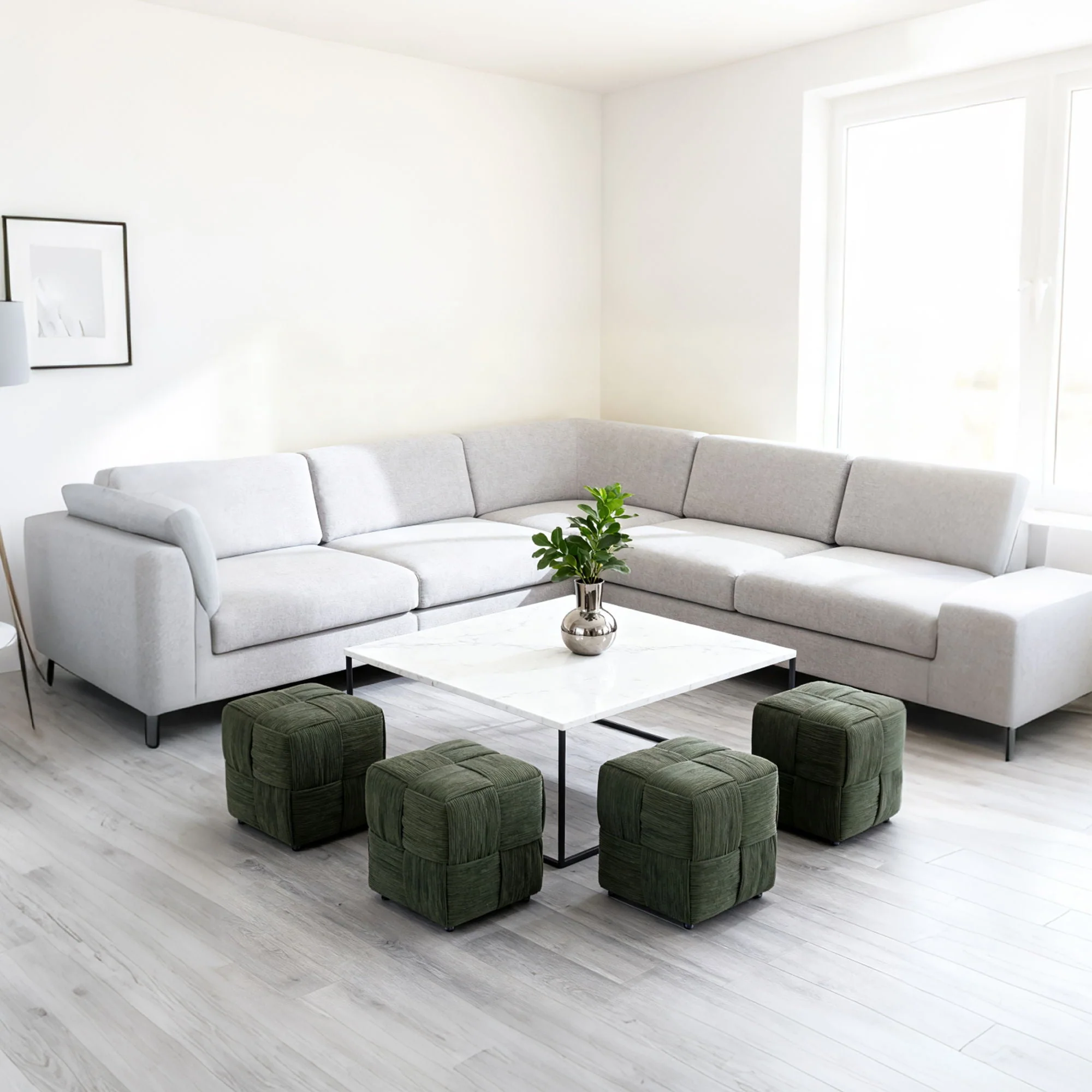Square Ottoman Foot Rest With Woven Design - Image 9