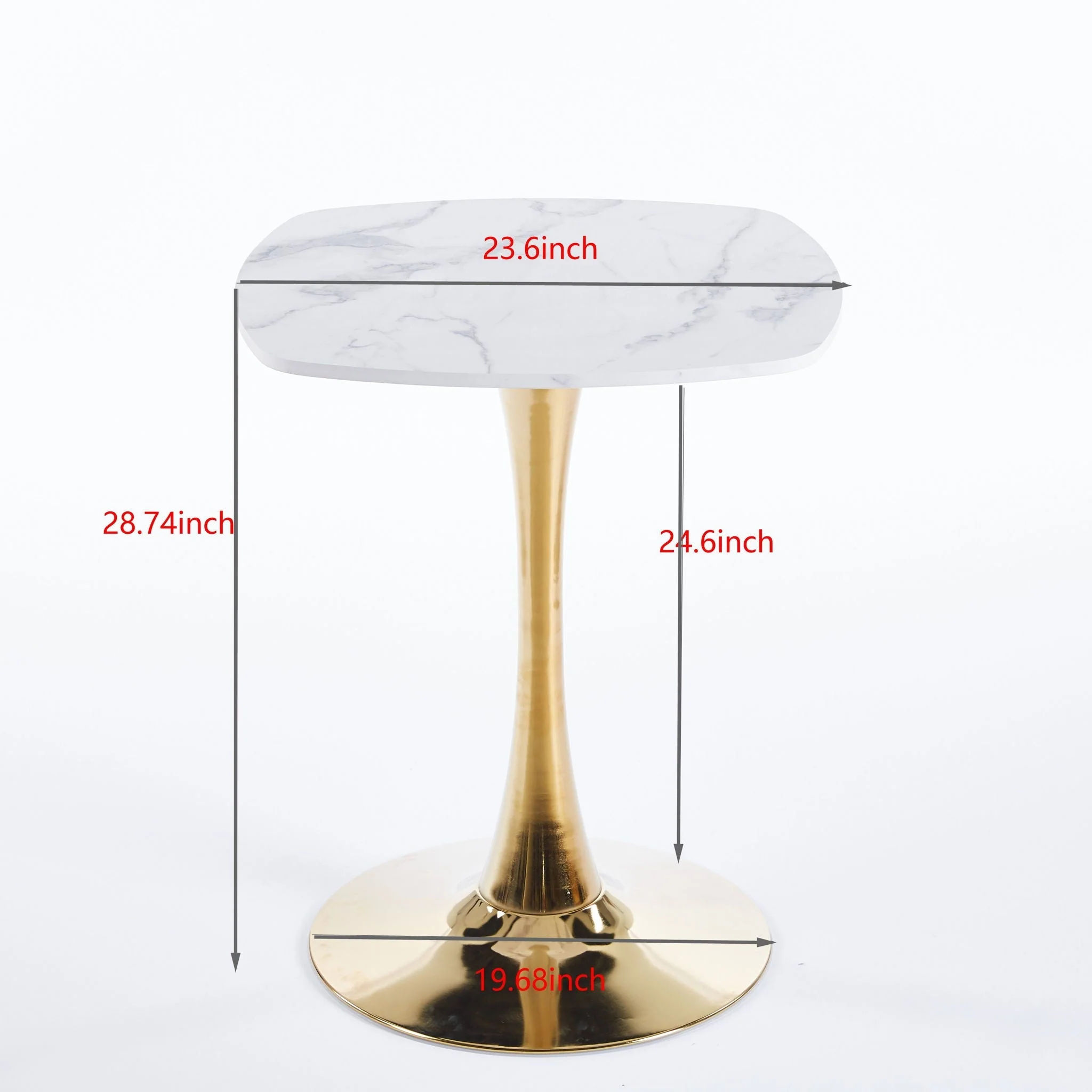 Square Tulip Dining Table For 2 - 4 People - Golden / White - Image 3