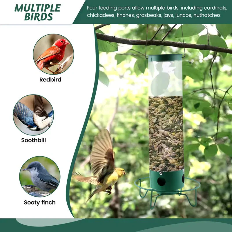 Squirrel Proof Bird Feeder Hanging Metal Wild Bird Seed Feeder 35cm - Image 2