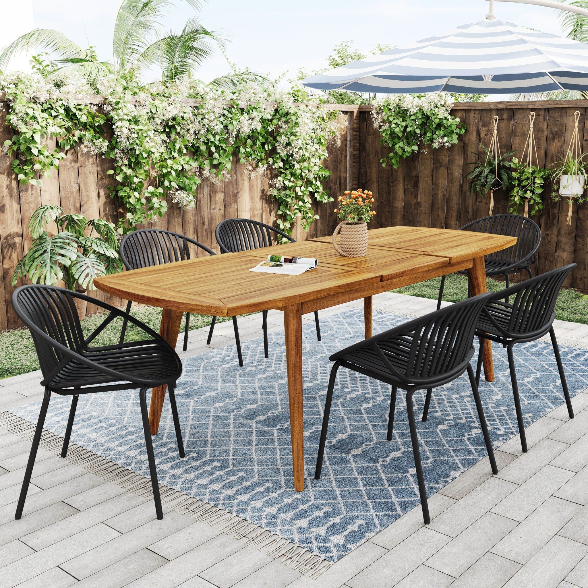 Stackable Outdoor Chairs With Breathable Plastic Backrest (Set of 2) - Image 10