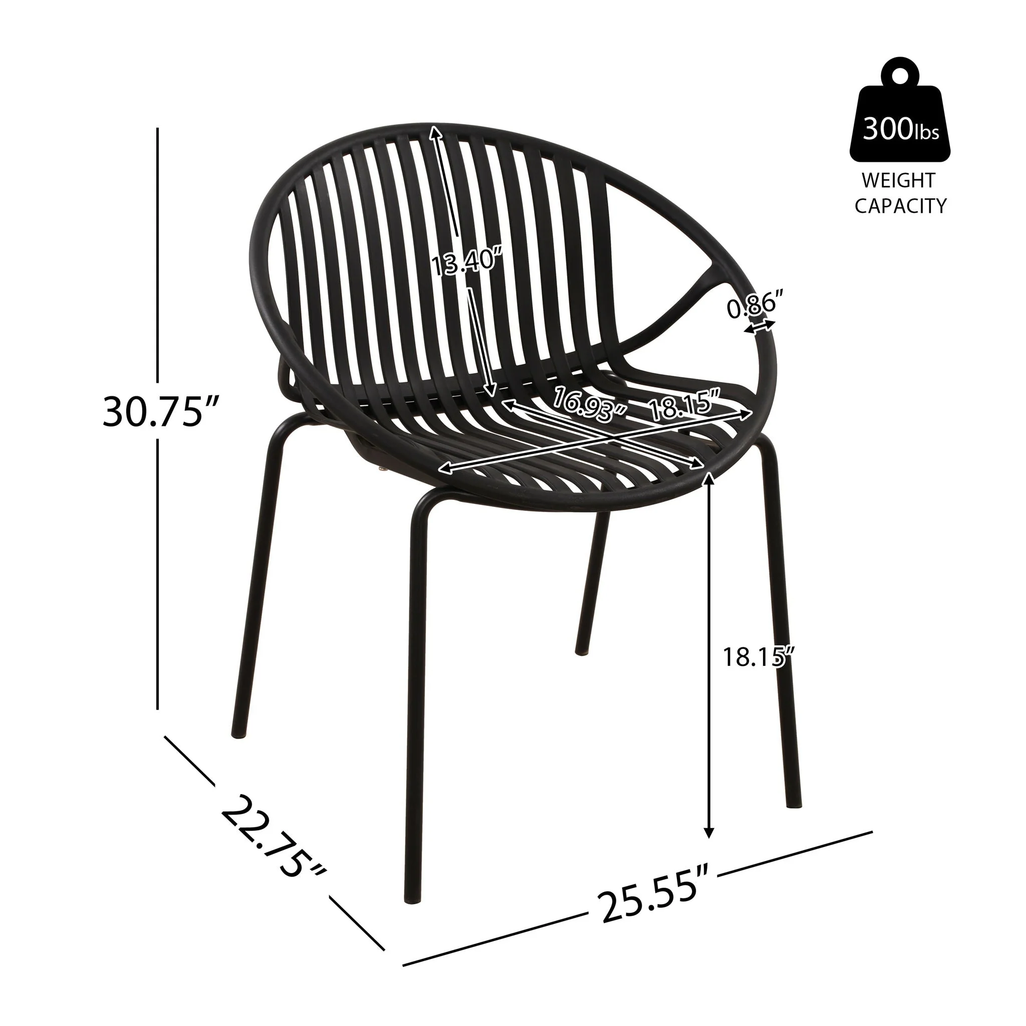 Stackable Outdoor Chairs With Breathable Plastic Backrest (Set of 2) - Image 11