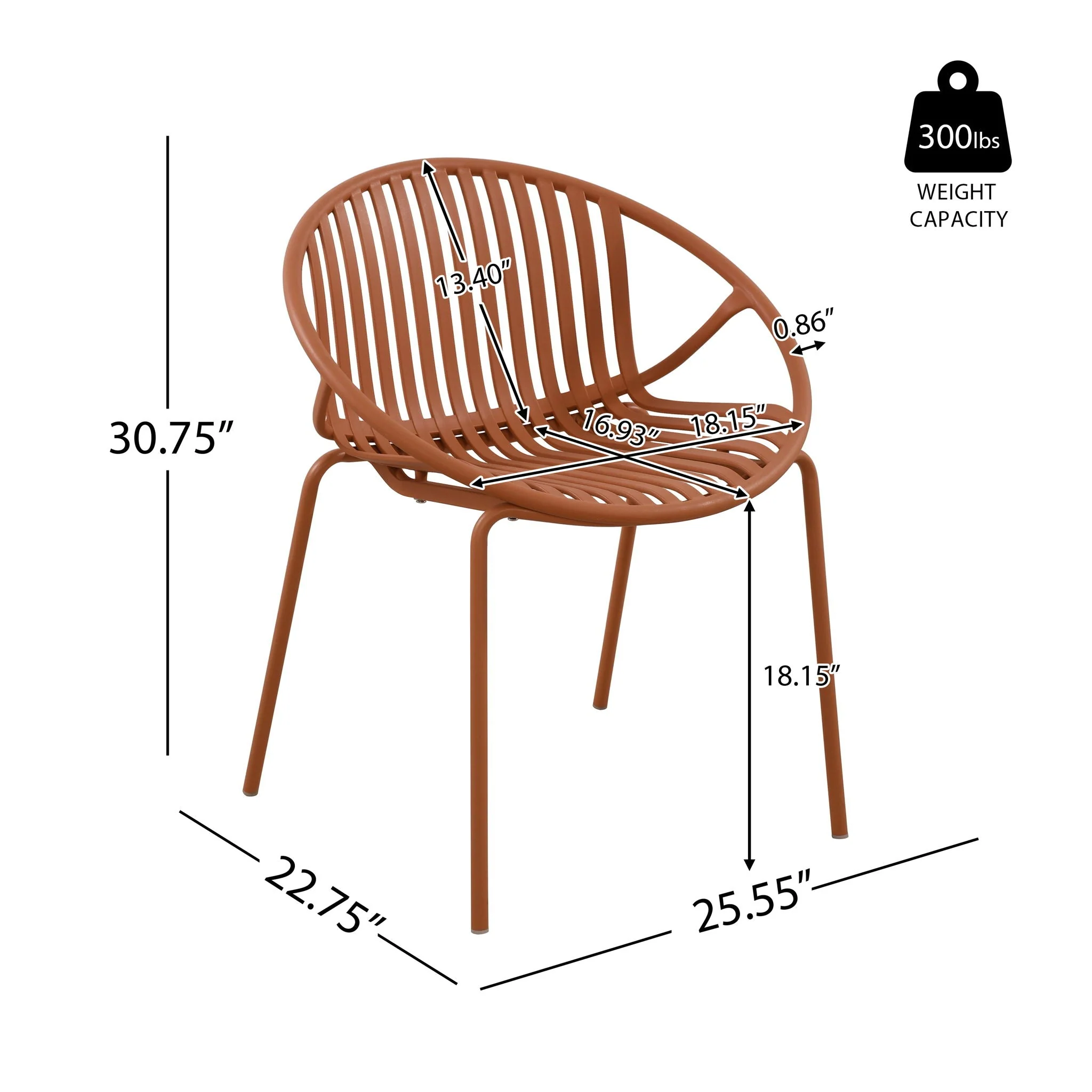 Stackable Outdoor Chairs With Breathable Plastic Backrest (Set of 2) - Image 6