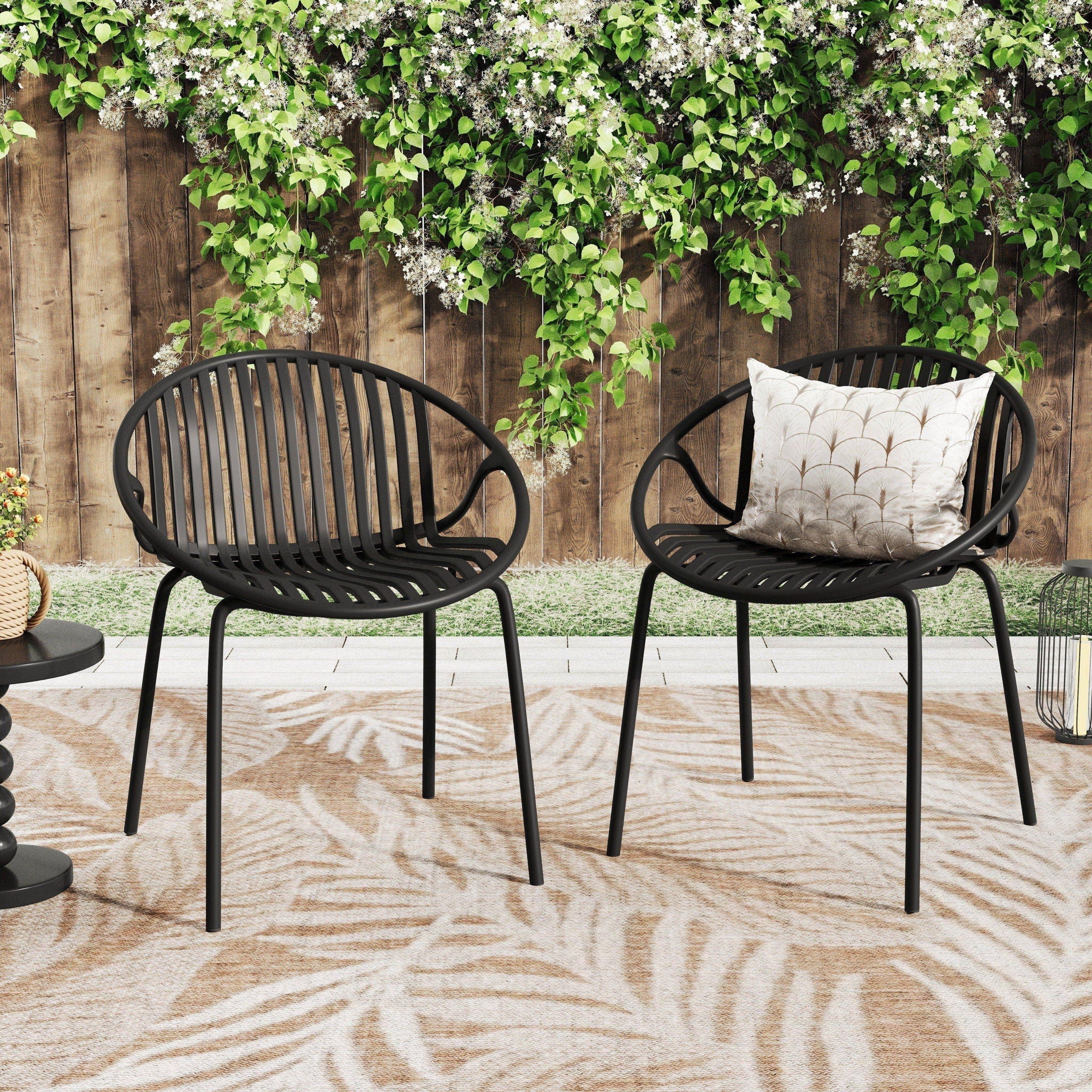 Stackable Outdoor Chairs With Breathable Plastic Backrest (Set of 2) - Image 8