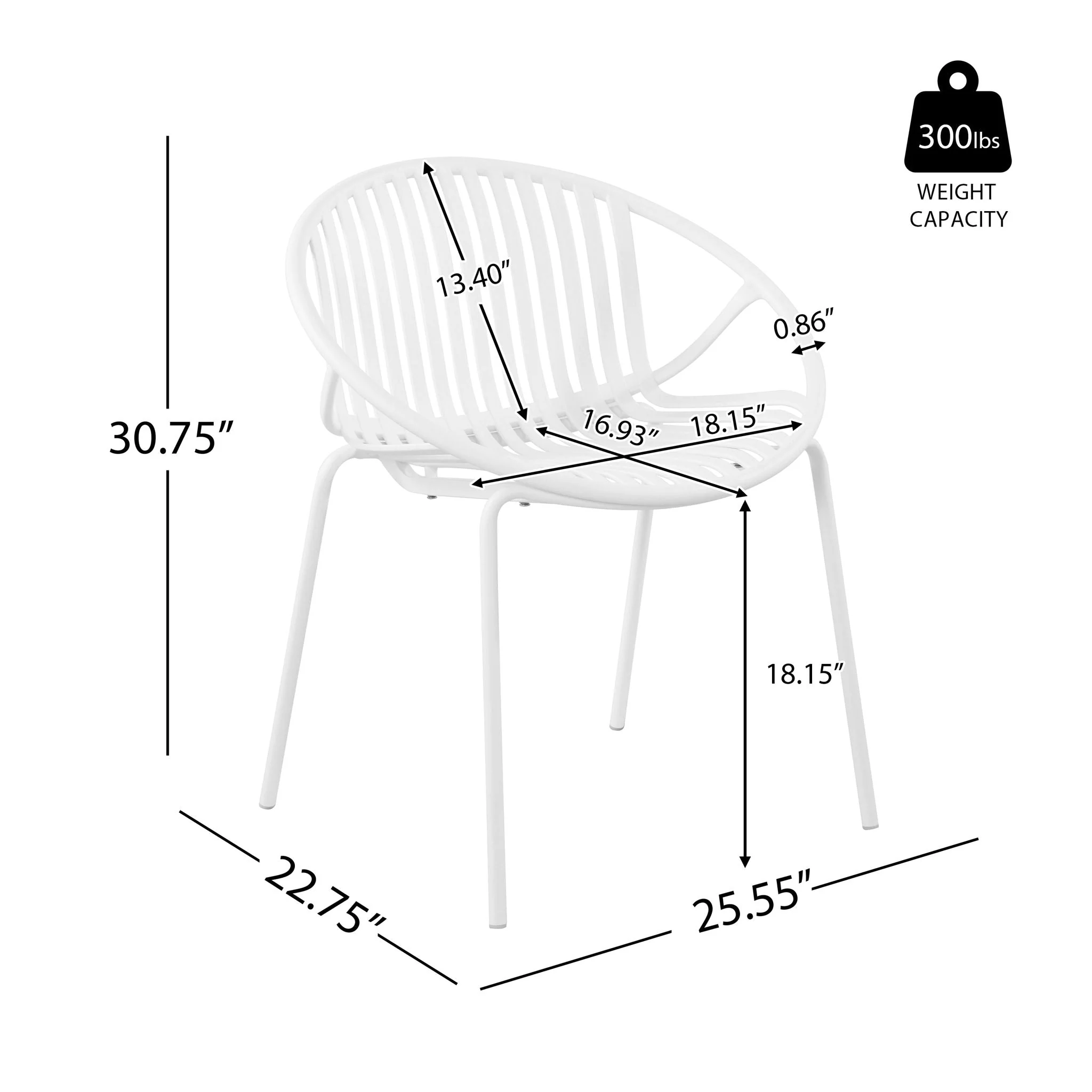Stackable Outdoor Chairs With Breathable Plastic Backrest (Set of 2) - Image 9
