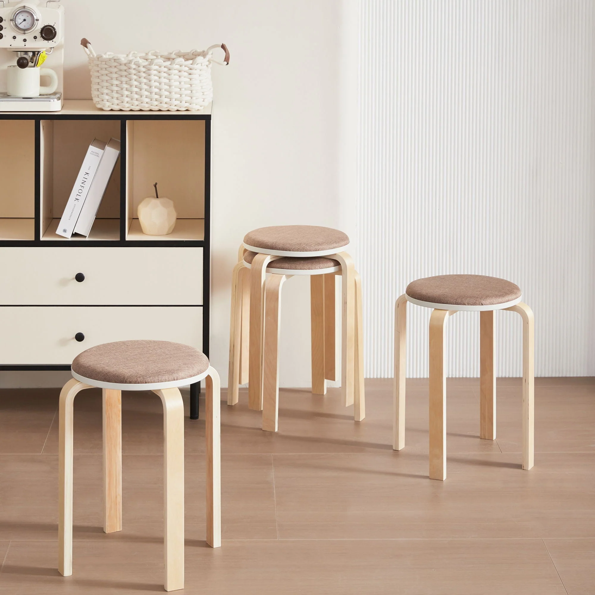 Stackable Round Backless Stools (Set of 4) - Image 5