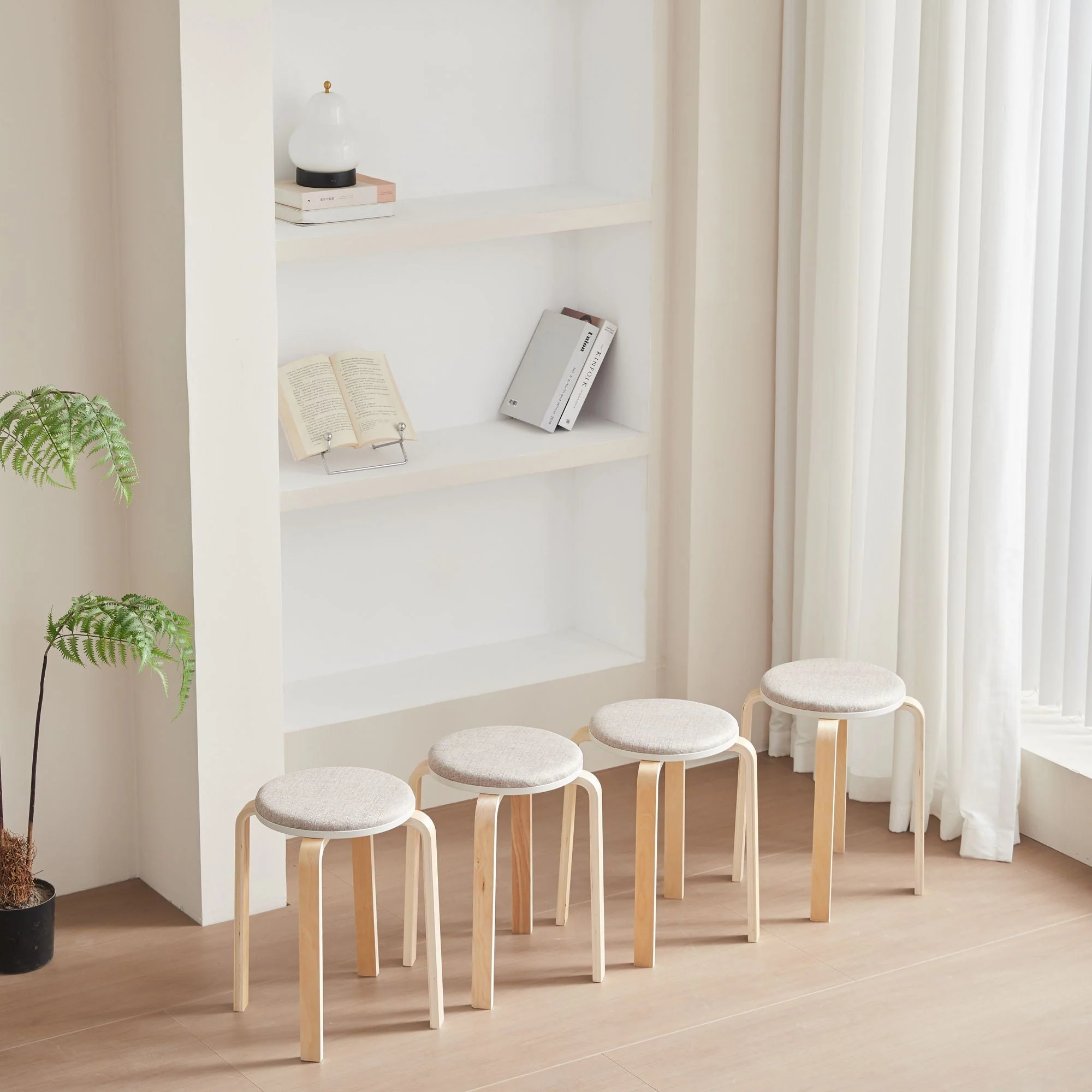 Stackable Round Backless Stools (Set of 4) - Image 8