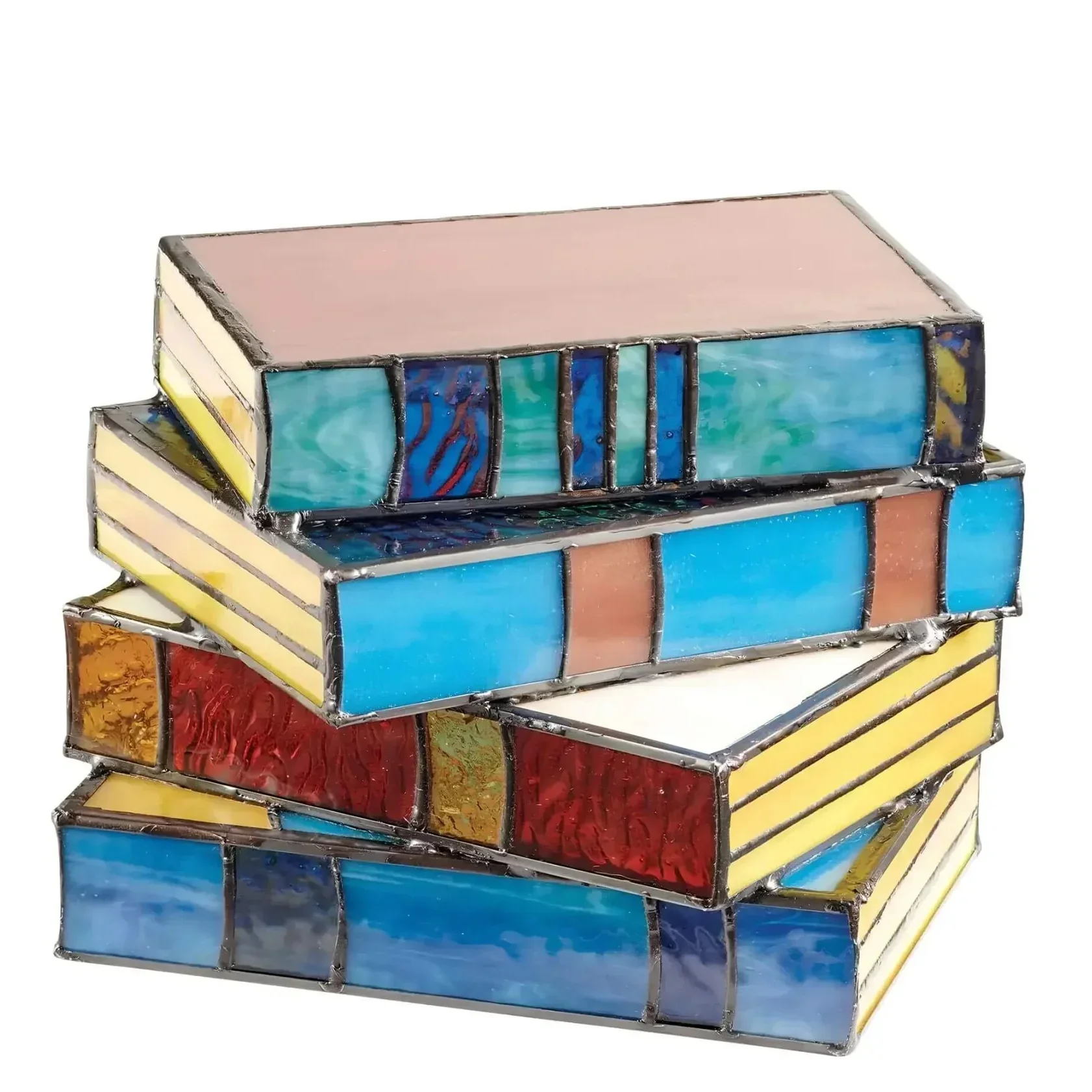 Stained Glass Book Lamp Handmade Table Light for Reading Room Decor - Image 3