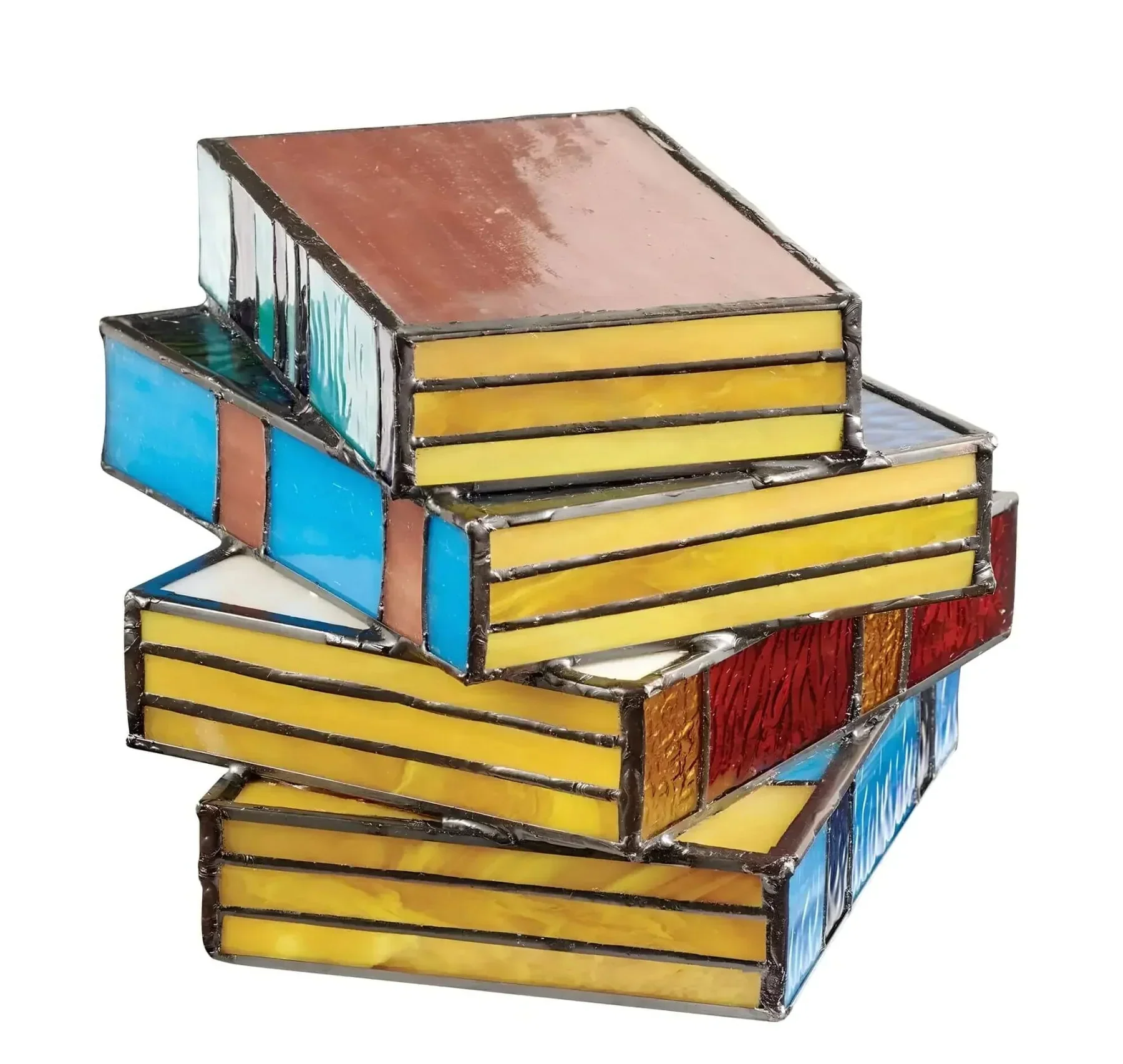 Stained Glass Book Lamp Handmade Table Light for Reading Room Decor - Image 4