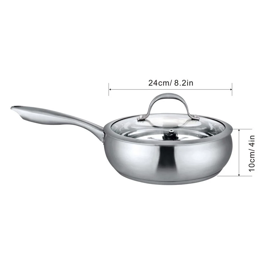 Stainless Cookware 9.5-Inch Fry Pan with Lid - Image 3
