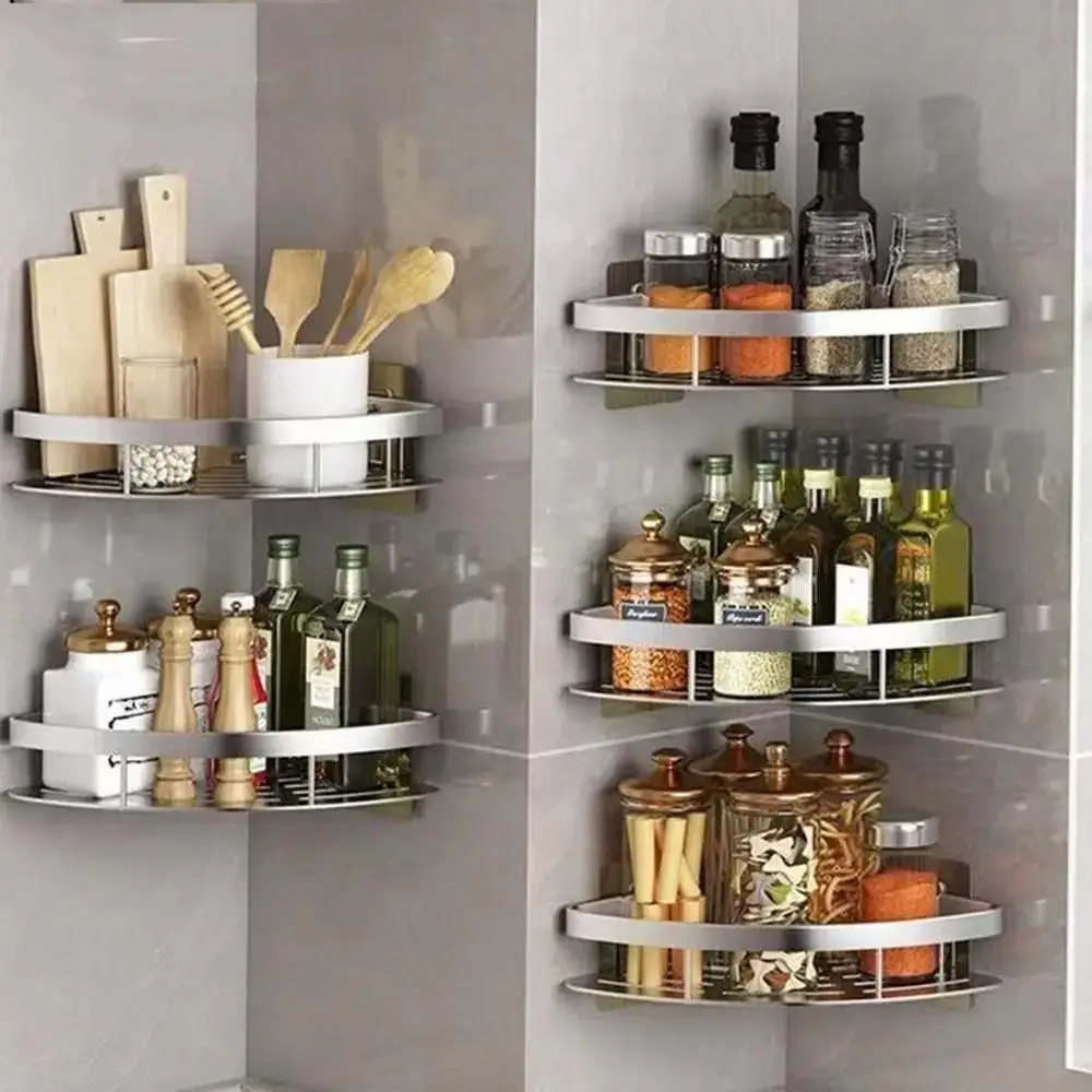 Stainless Steel Tension Shower Caddy Corner Shelf Bathroom Organizer Storage - Image 2