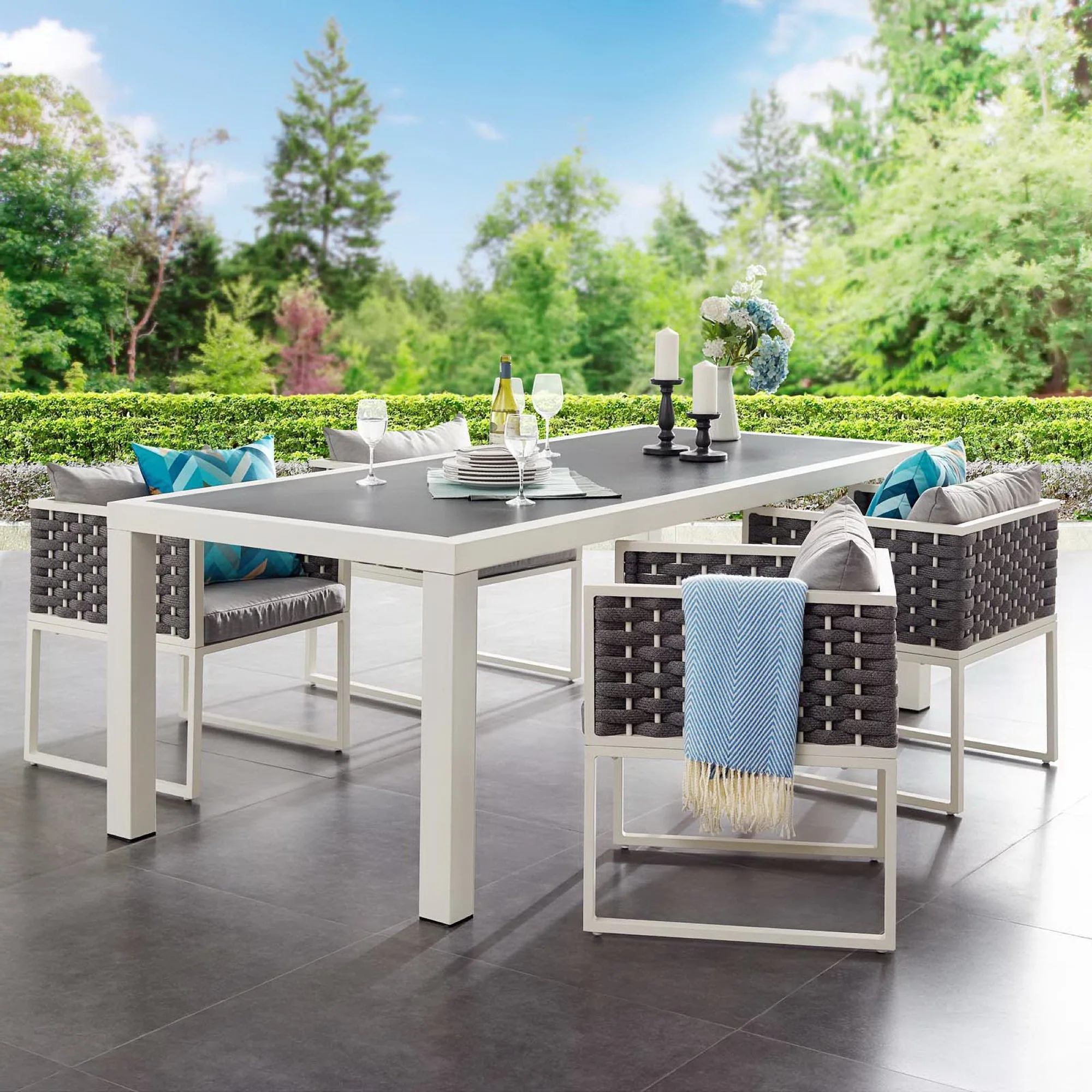 Stance 90.5" Outdoor Patio Aluminum Dining Table by Modway - Image 5