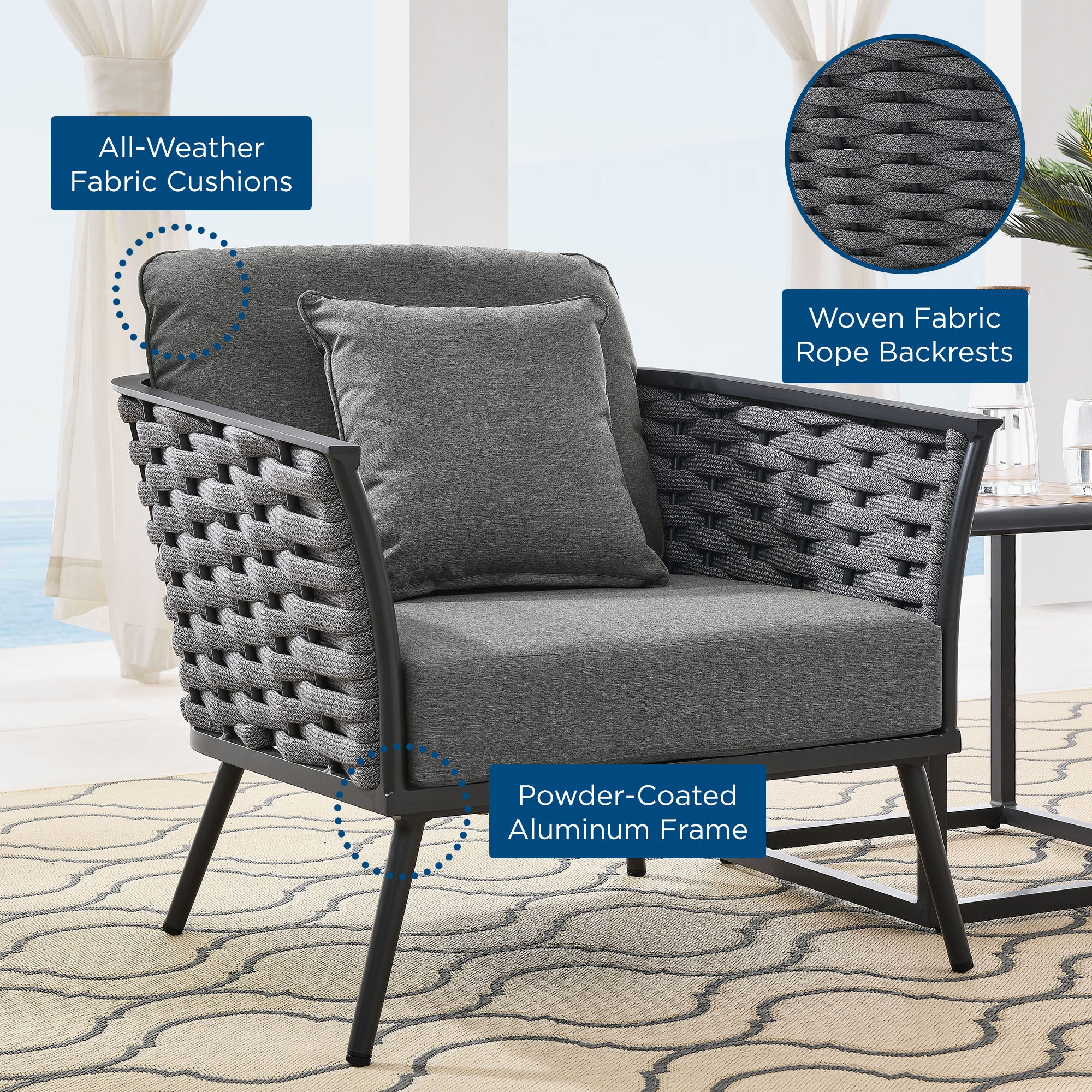 Stance Outdoor Patio Aluminum Armchair by Modway - Image 7