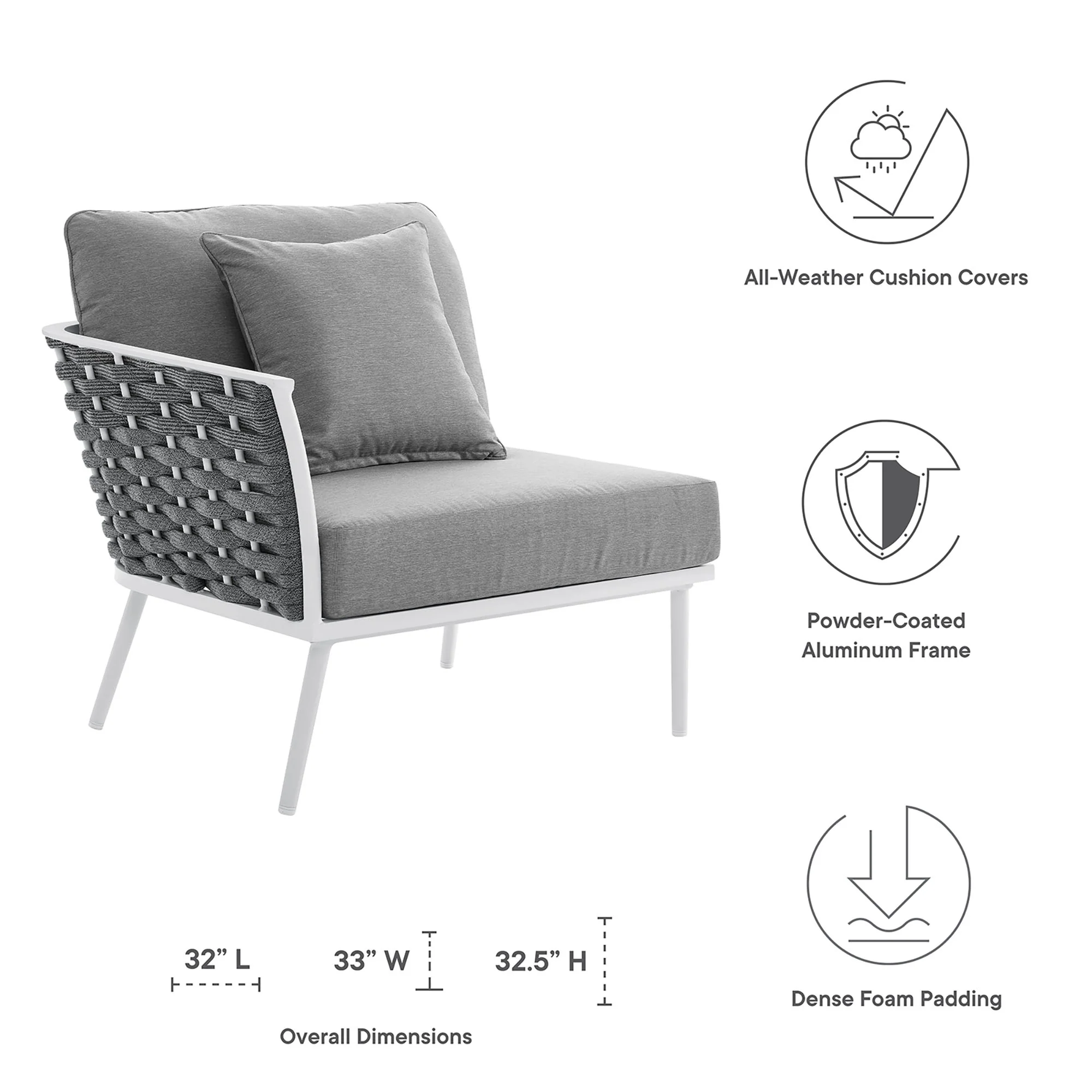 Stance Outdoor Patio Aluminum Left-Facing Armchair by Modway - Image 2