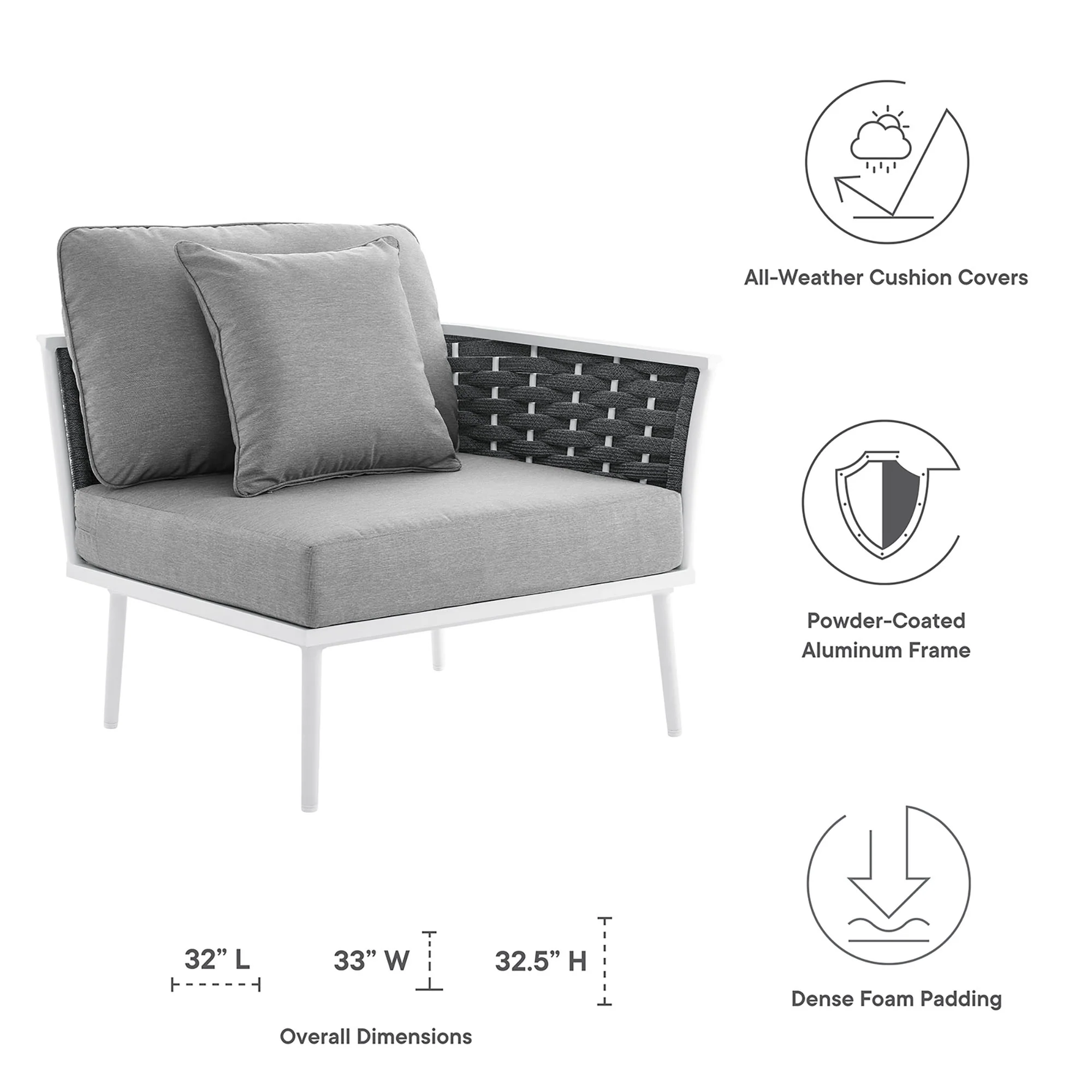 Stance Outdoor Patio Aluminum Right-Facing Armchair by Modway - Image 2