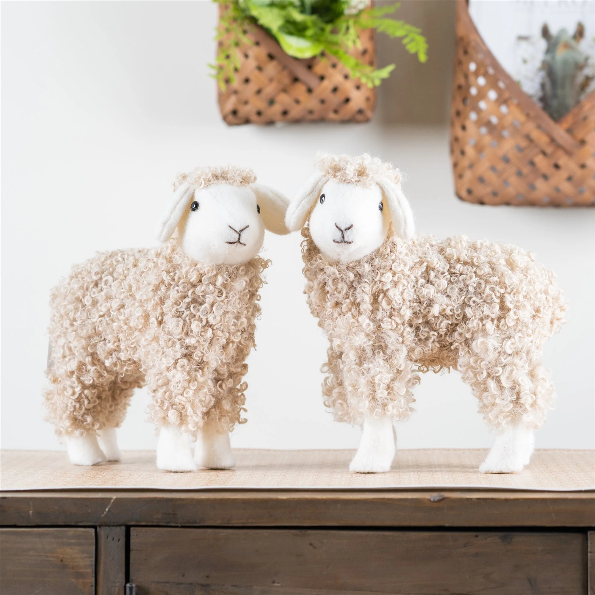 Standing Plush Sheep Decor with Curly Hair (Set of 2) - Image 4