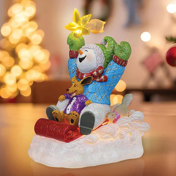 Star Powered Snow Boy Lighted Figurine