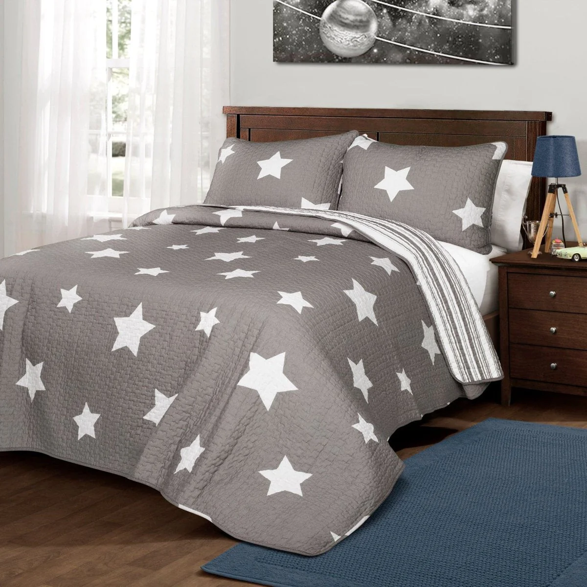 Star Reviersible 2 Piece Quilt Set Twin Size - Image 9