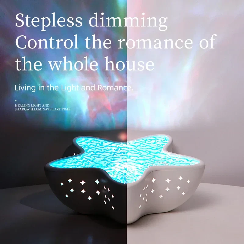 Starfish LED Night Light Rechargeable Ocean Wave Projector Romantic Table Lamp - Image 5