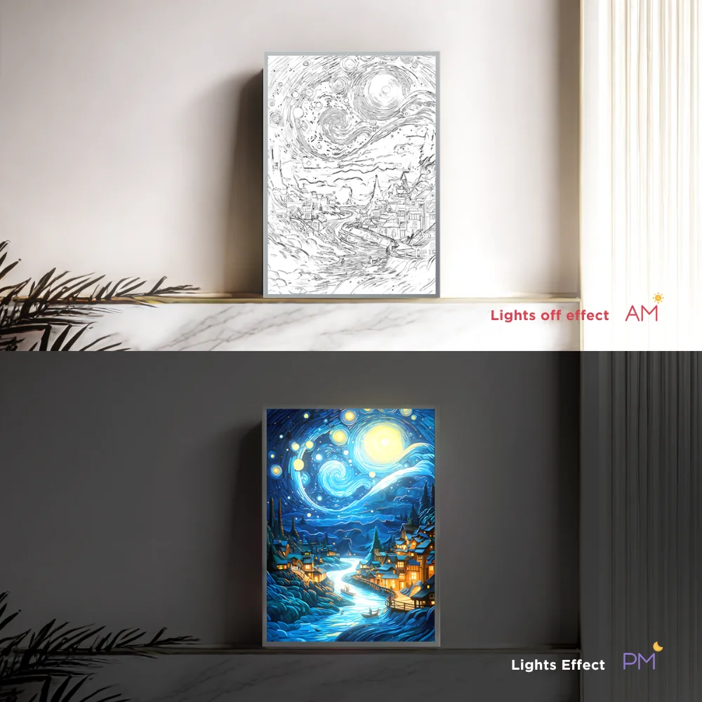 Starry Night LED Art Lamp 3D Night Light Van Gogh Style Aesthetic Room Decor - Image 2