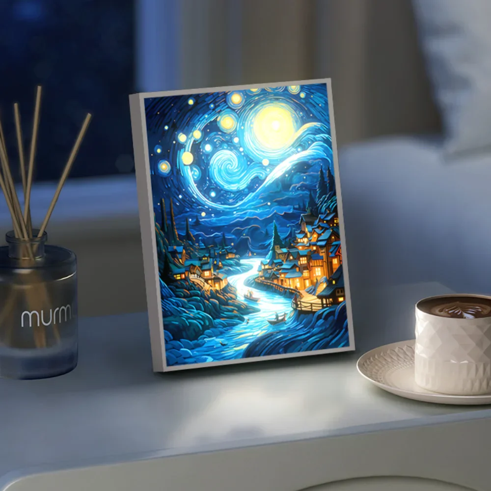 Starry Night LED Art Lamp 3D Night Light Van Gogh Style Aesthetic Room Decor - Image 4