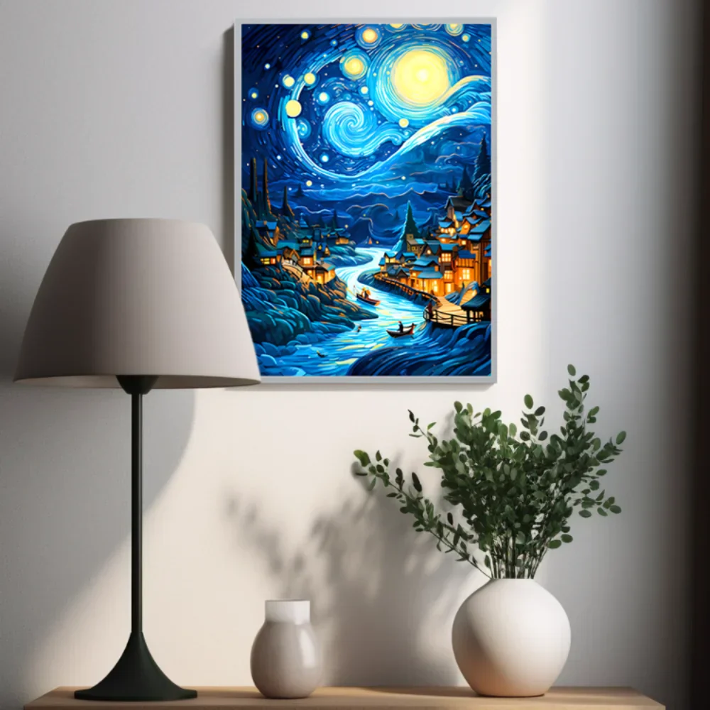Starry Night LED Art Lamp 3D Night Light Van Gogh Style Aesthetic Room Decor - Image 5