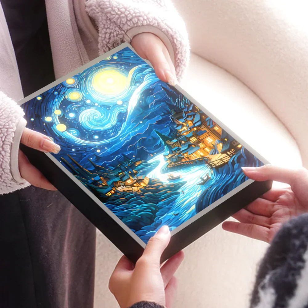 Starry Night LED Art Lamp 3D Night Light Van Gogh Style Aesthetic Room Decor - Image 6