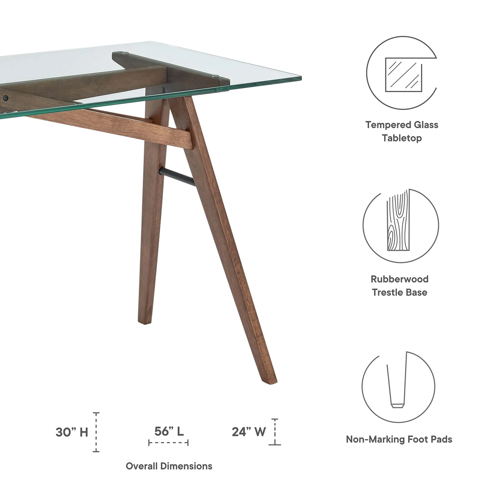 Steadfast Glass Top Office Desk by Modway - Image 2