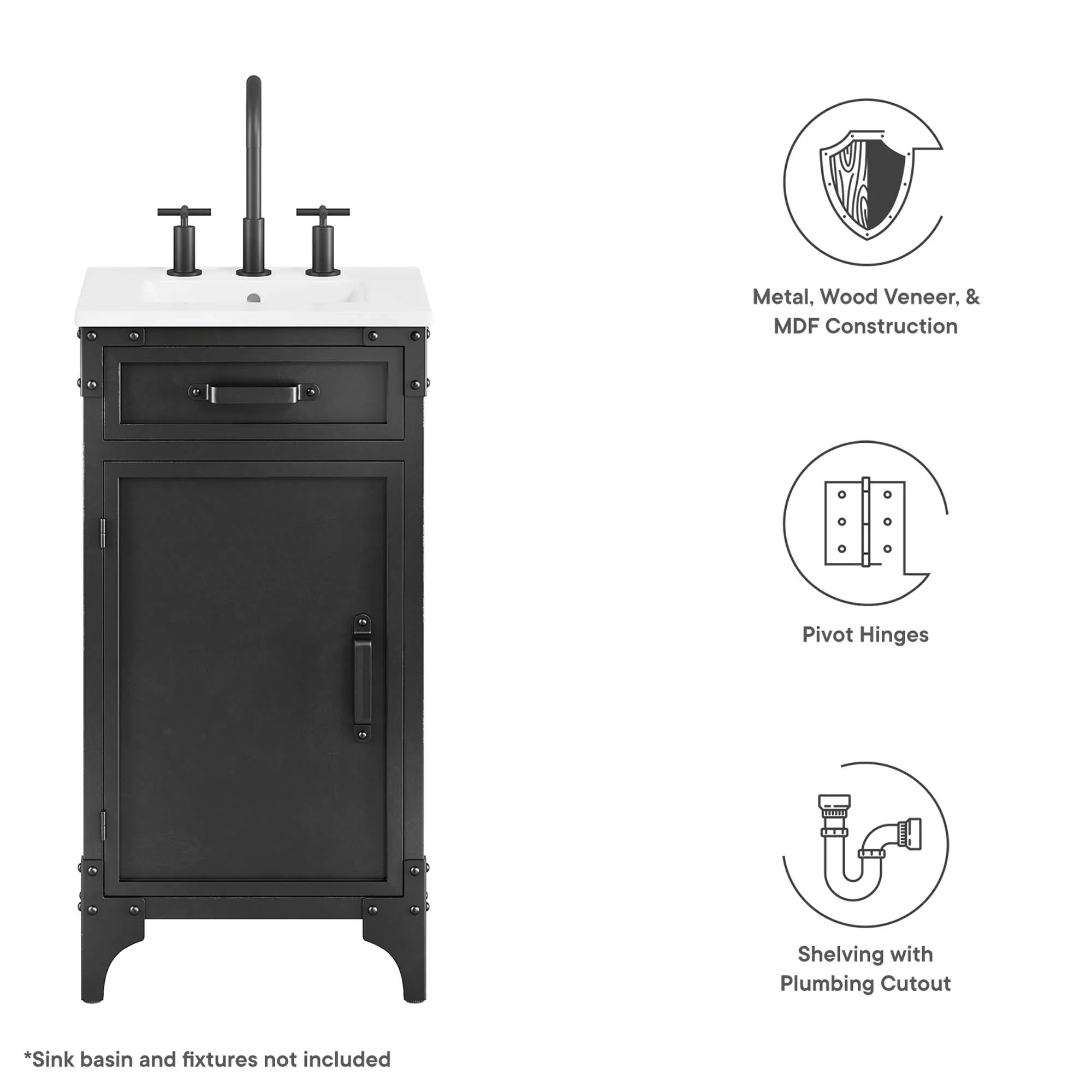 Steamforge 18" Bathroom Vanity Cabinet (Sink Basin Not Included) by Modway - Image 2
