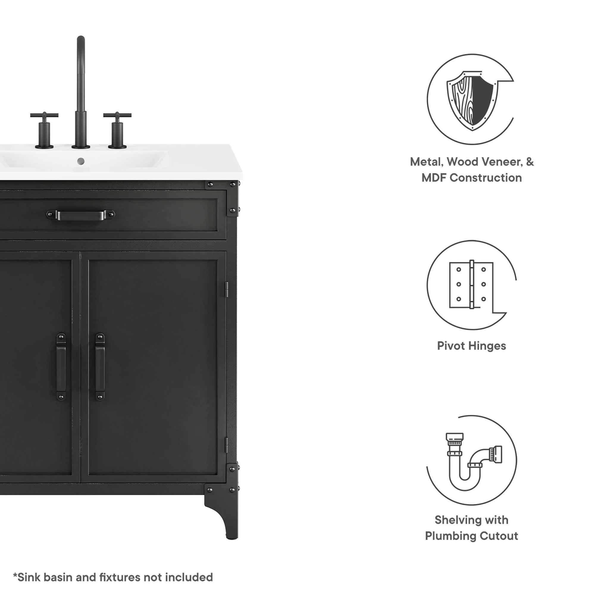 Steamforge 30" Bathroom Vanity Cabinet (Sink Basin Not Included) by Modway - Image 2