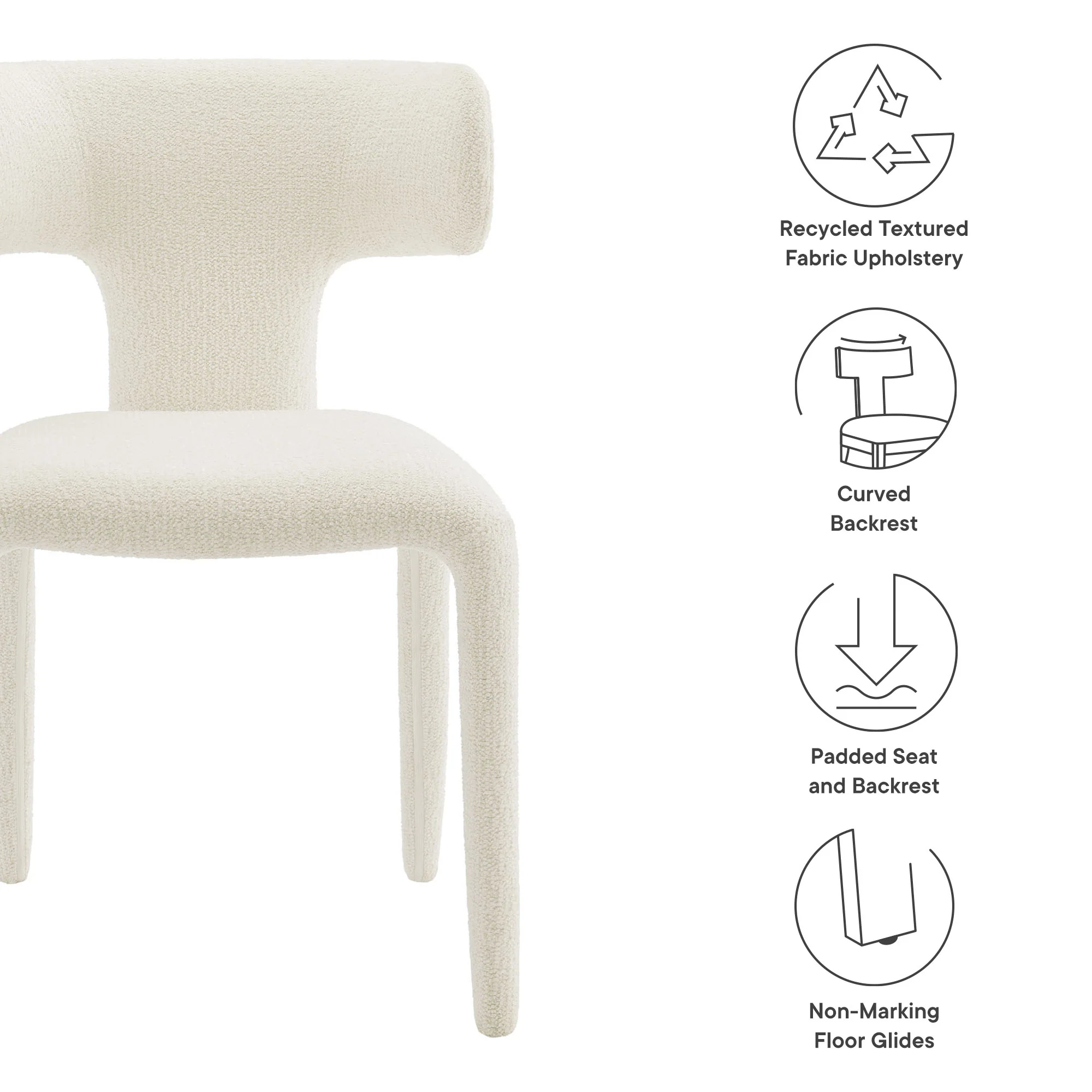 Stellan Curved Back Boucle Upholstered Dining Chair Set of 2 - Image 12