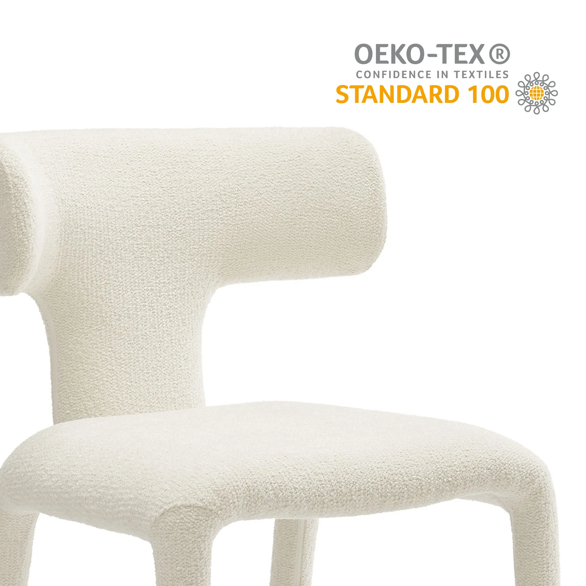 Stellan Curved Back Boucle Upholstered Dining Chair Set of 2 - Image 13