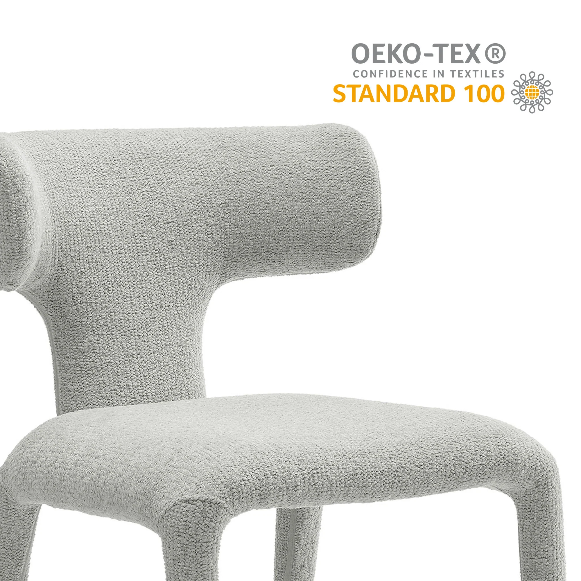 Stellan Curved Back Boucle Upholstered Dining Chair Set of 2 - Image 3