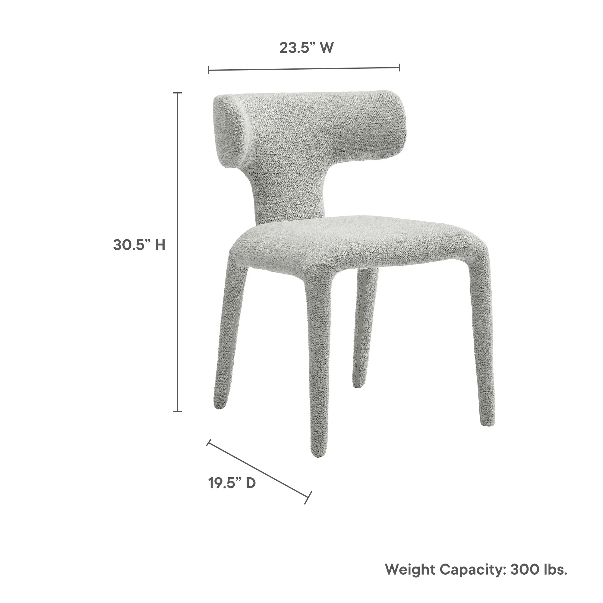 Stellan Curved Back Boucle Upholstered Dining Chair Set of 2 - Image 4