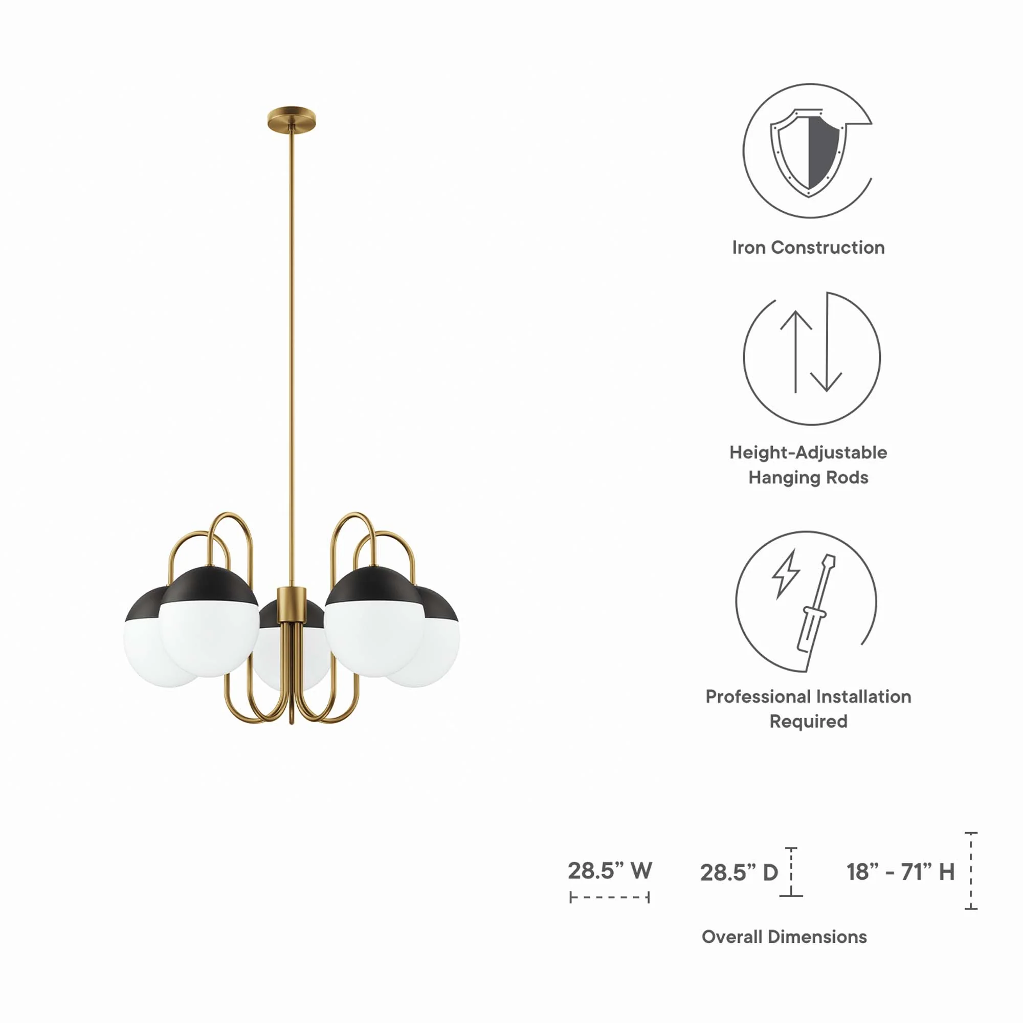 Stellar 5-Light Chandelier by Modway - Image 3