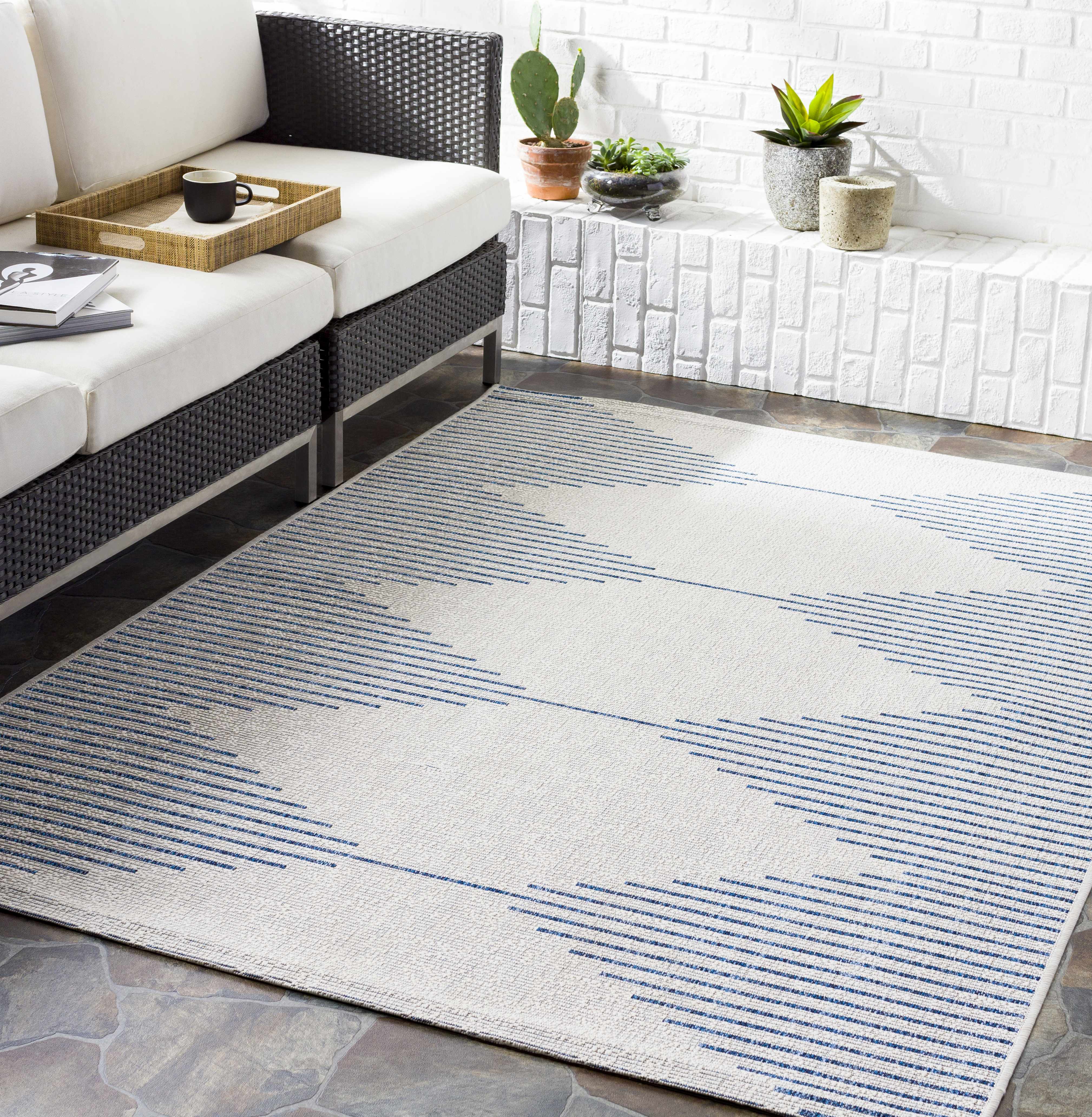 Stephan Blue & Cream Outdoor Rug - Image 2