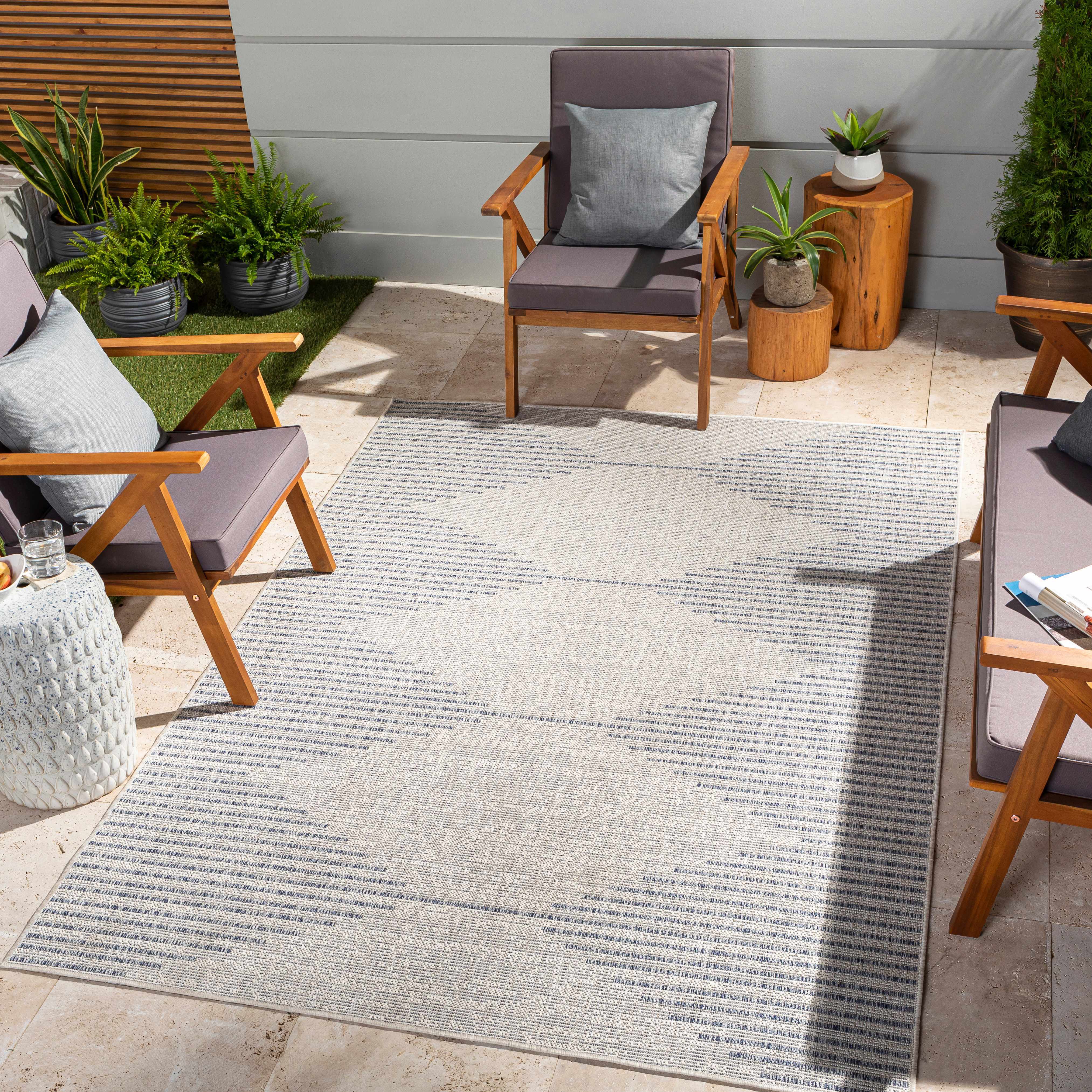 Stephan Gray & Blue Outdoor Rug - Image 2